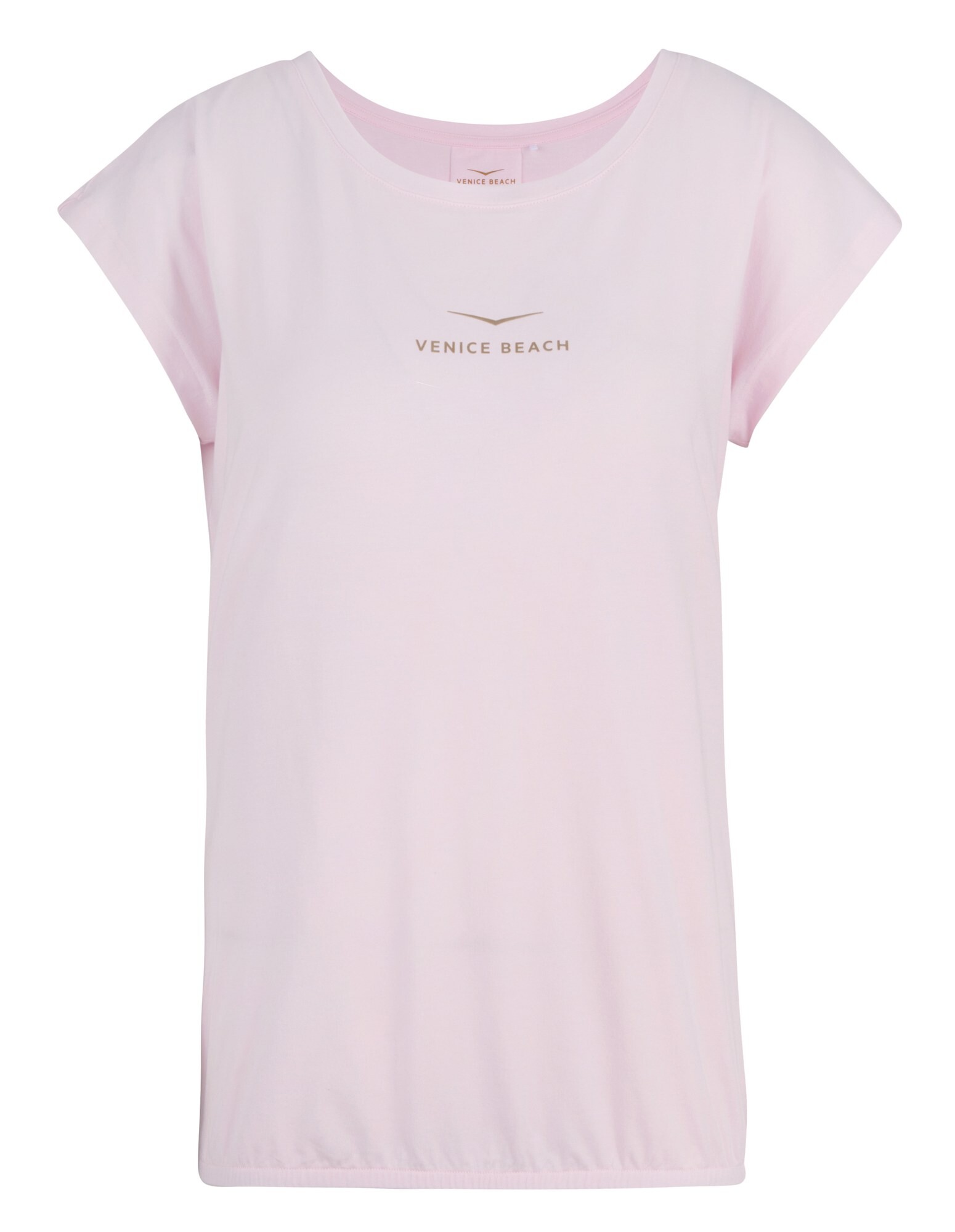 Hellrosa, lässiges T-Shirt mit Venice Beach-Logo, perfekt für entspannte Ausflüge.
