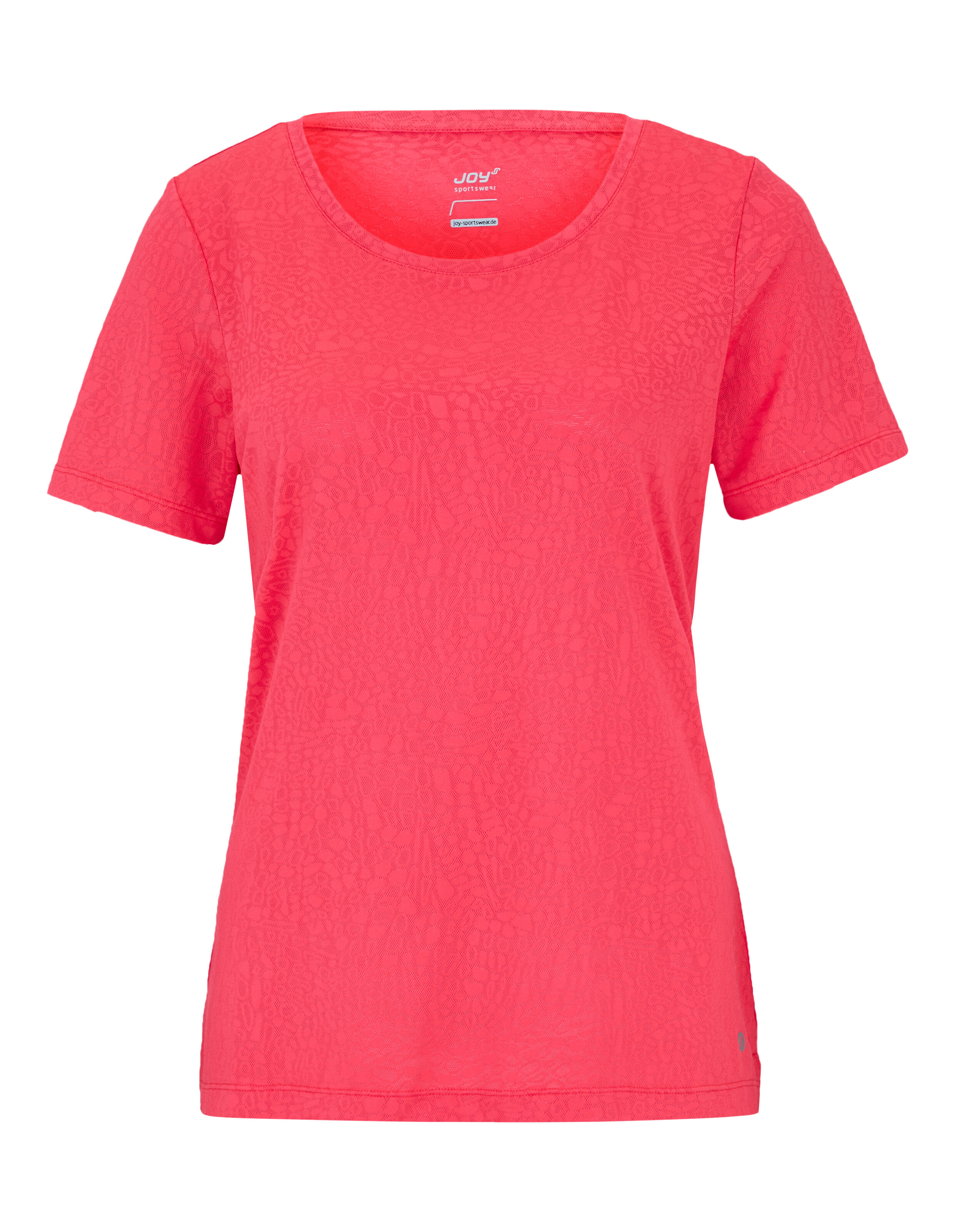 Hellrosa Kurzarm-T-Shirt mit Strukturmuster für den Freizeitgebrauch.