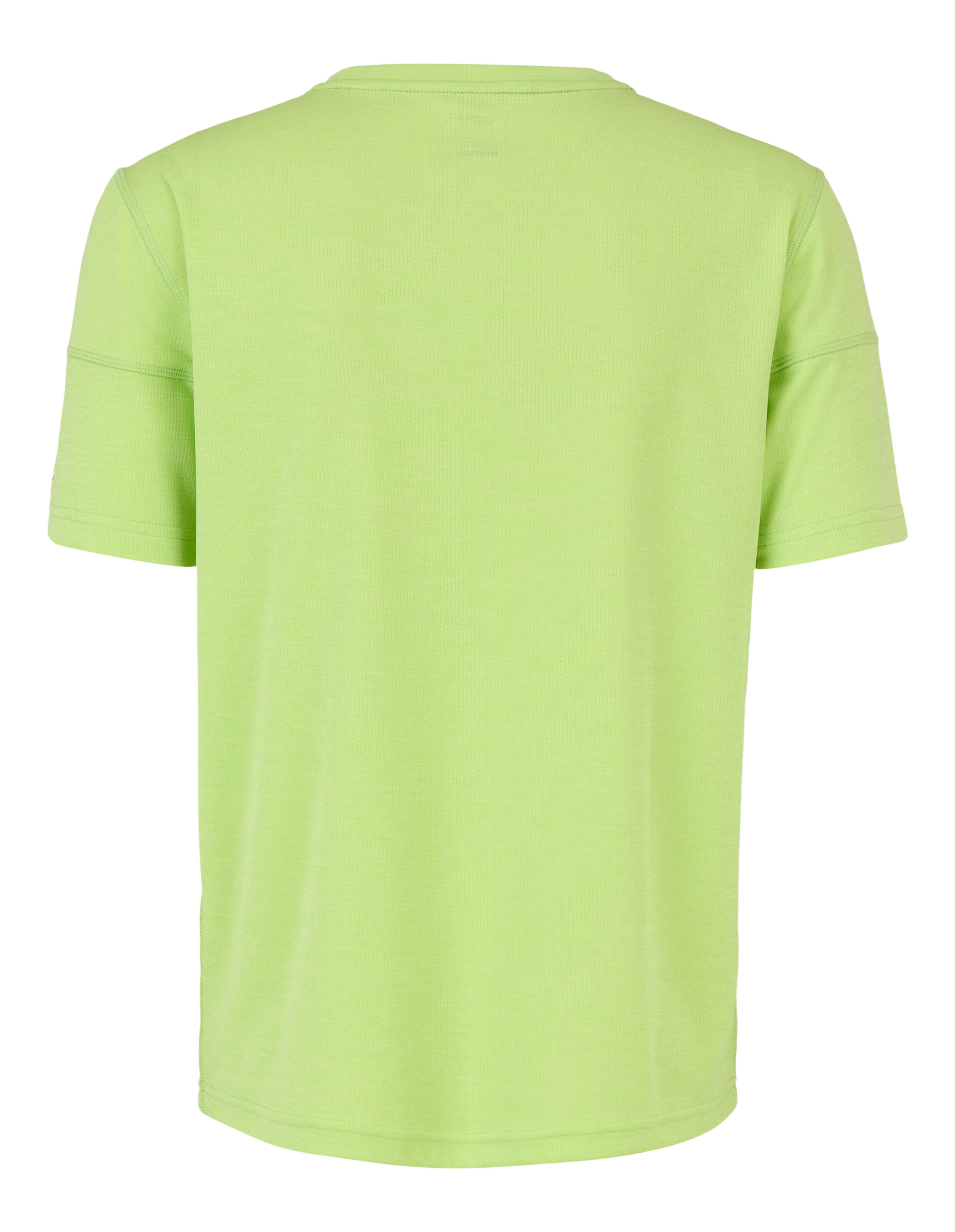 Rückansicht eines lindgrünen, lässigen Kurzarm-T-Shirts für bequeme Loungewear.