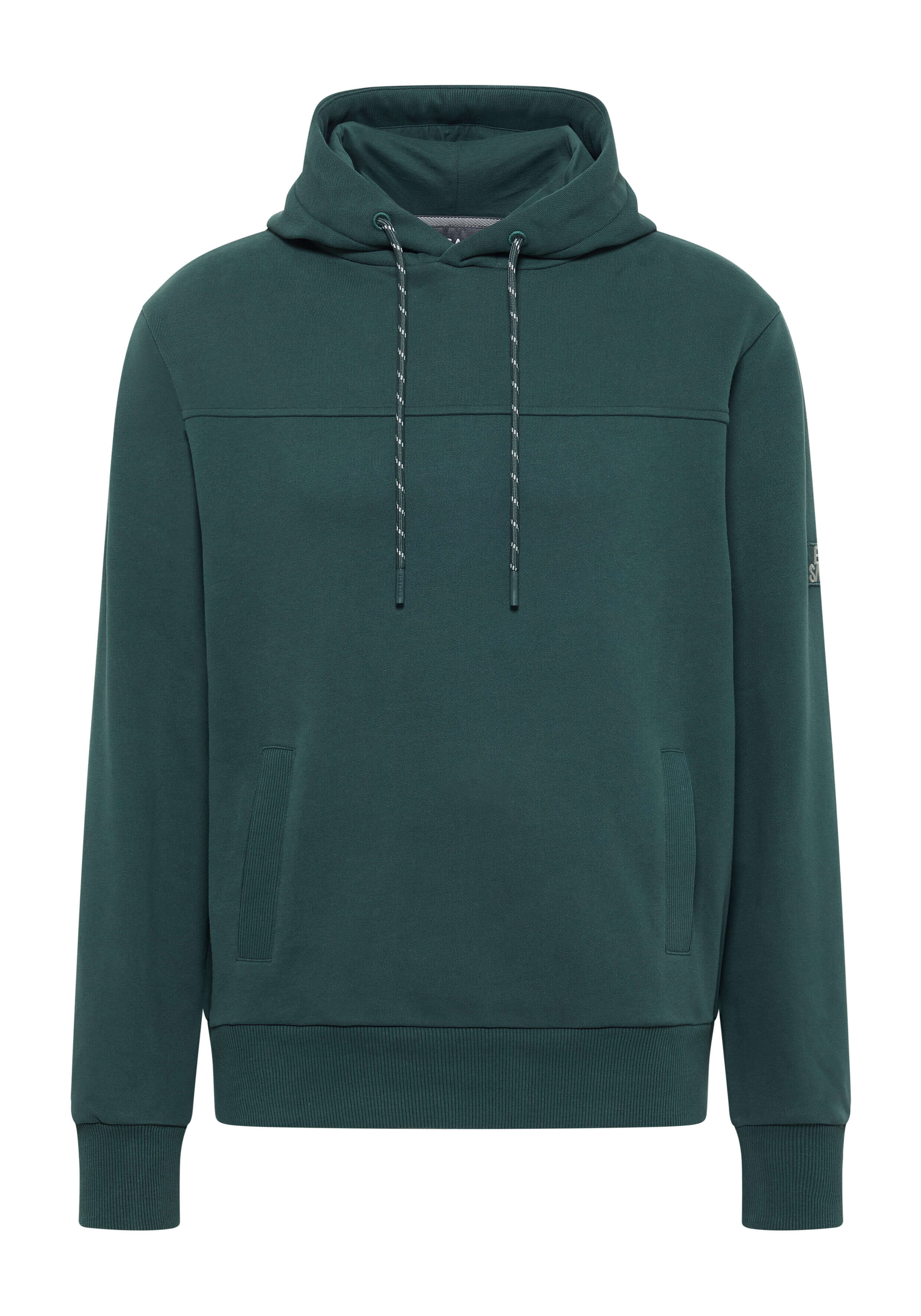 Dunkelgrüner ELBSAND Kapuzenpullover mit Kordelzug, lässiger Loungewear-Stil.