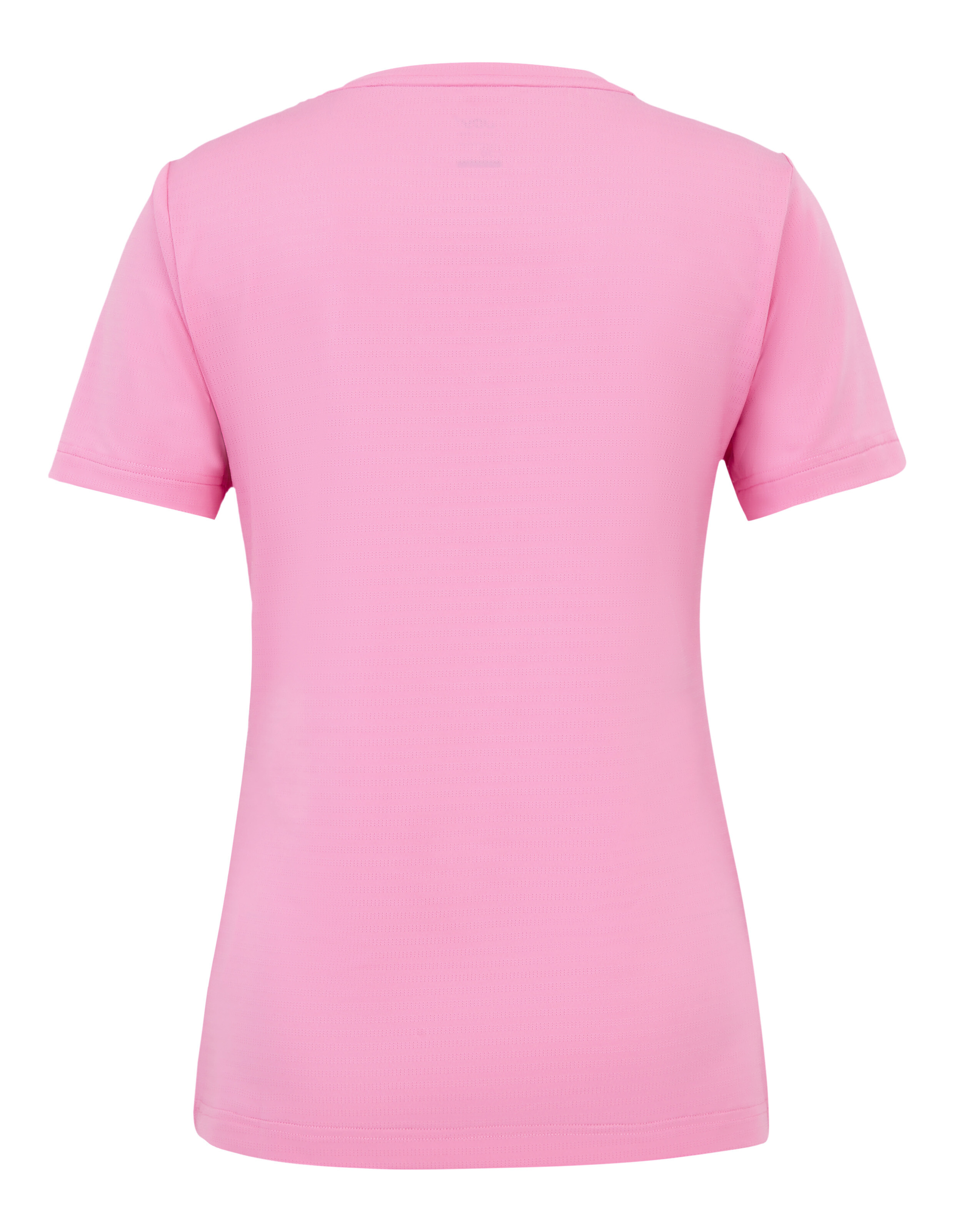 Rückansicht eines gemütlichen rosa Freizeit-T-Shirts für Damen, perfekt zum Entspannen.
