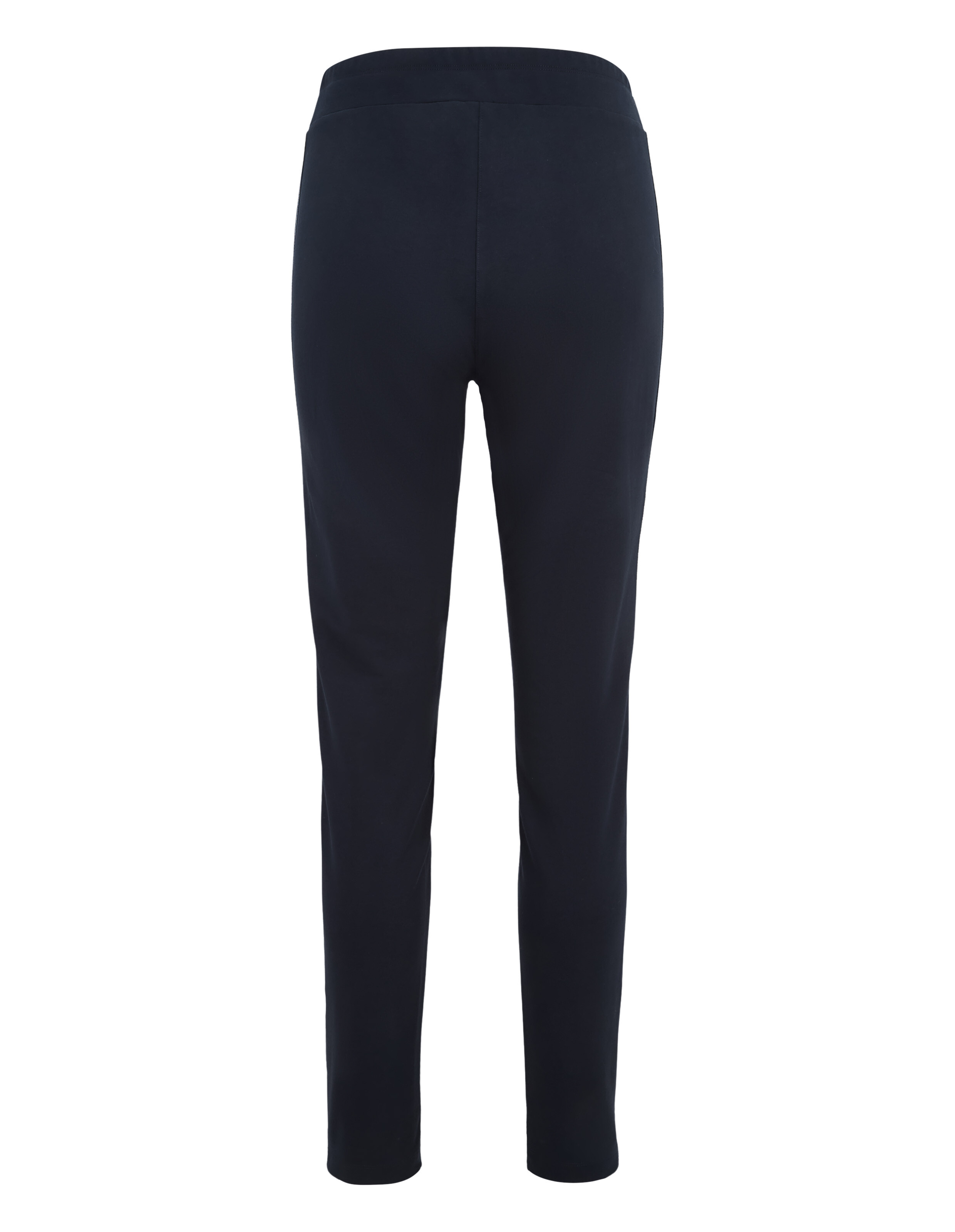Dunkelblaue Jogginghose mit elastischem Bund, Kordelzug und zwei großen Fronttaschen, schlichtes Design, bequeme Passform.