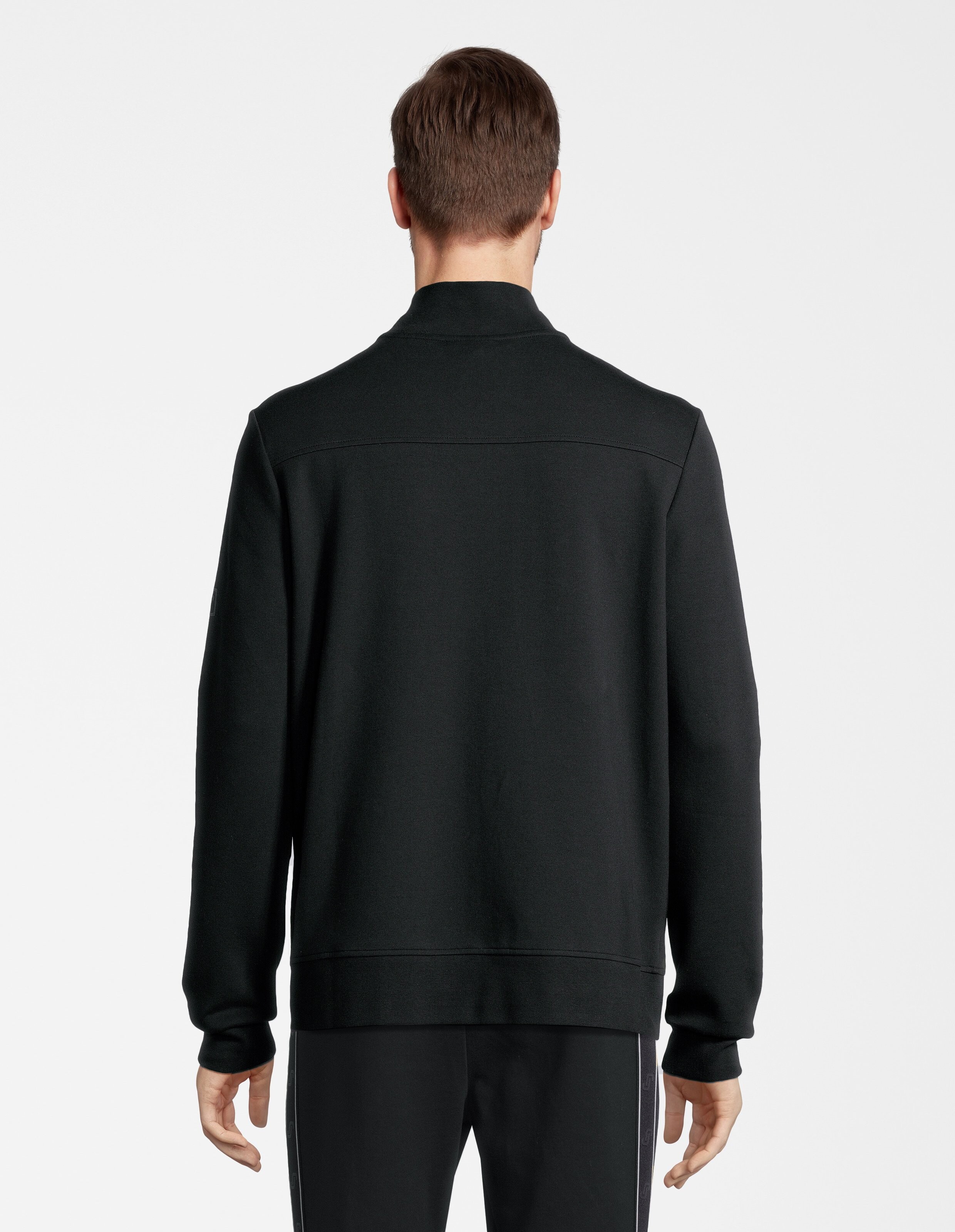Schwarzes Freizeit-Sweatshirt für Herren mit entspannter Passform und hohem Kragen.