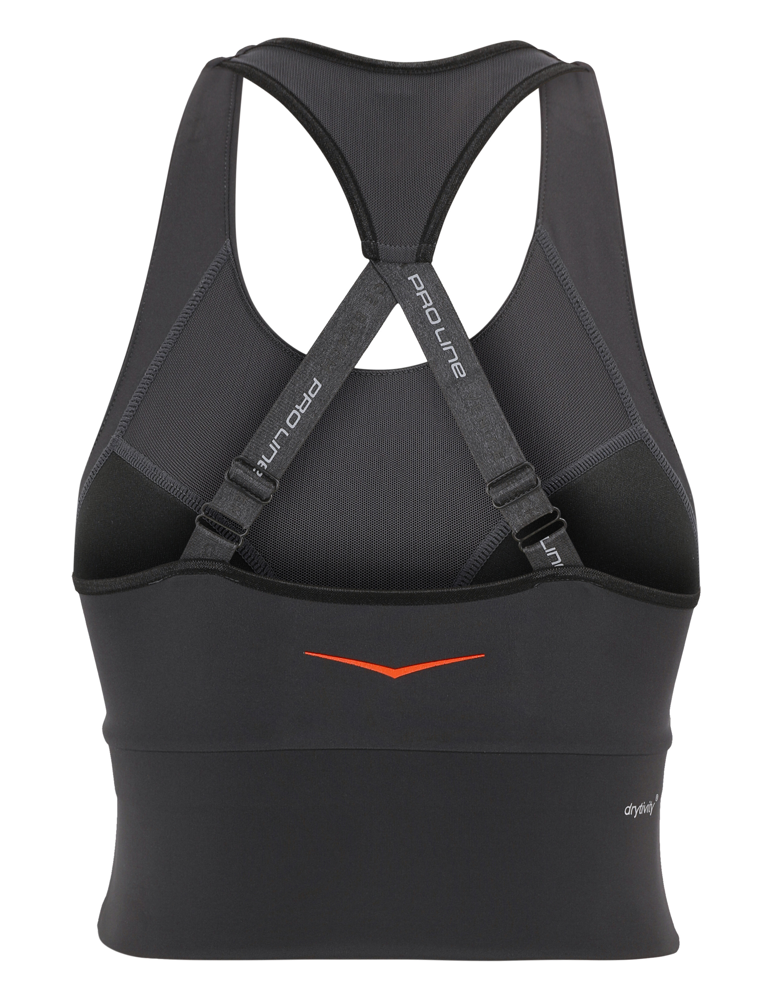 Rückansicht eines schwarzen Venice Beach Top Buffalo Sport-BHs mit Racerback-Trägern.