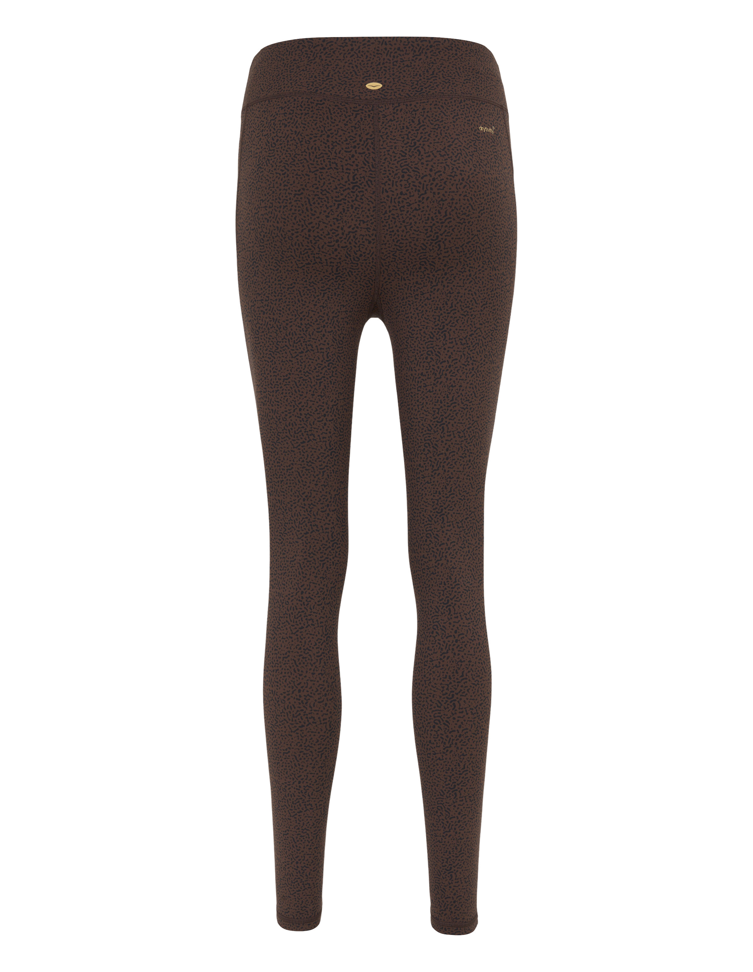 Braune Leggings mit hohem Bund und dezentem dunklem Muster zum lässigen Faulenzen.