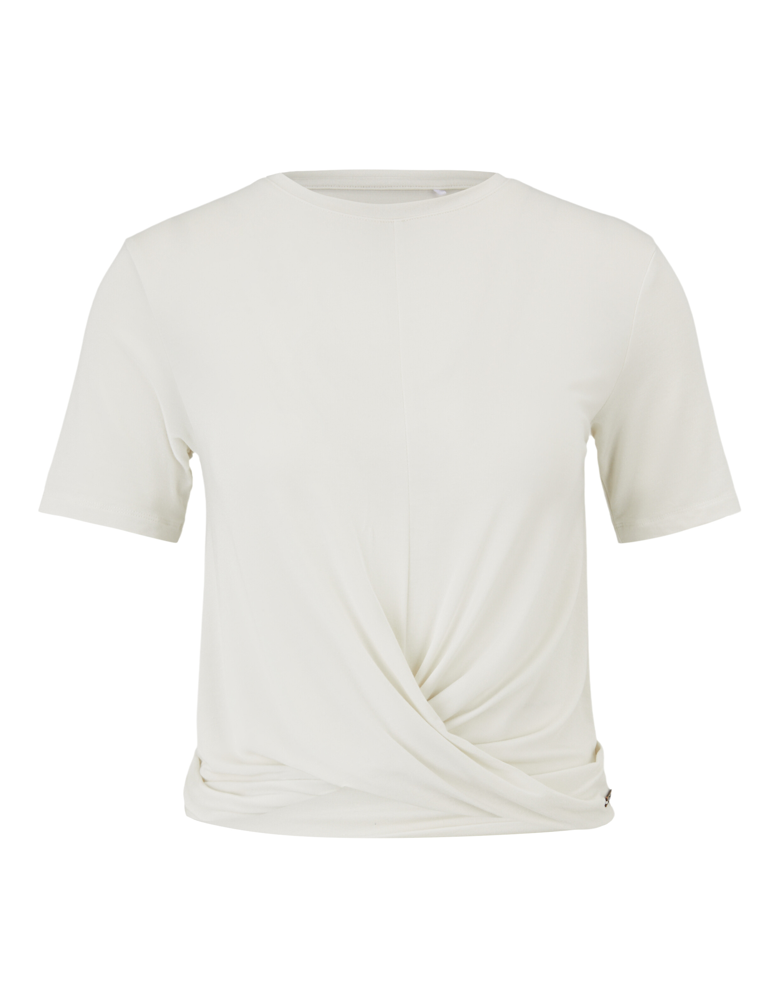 Venice Beach Kurzarmshirt Darleen, ein gemütliches, lässiges T-Shirt in gebrochenem Weiß mit einem Twist-Detail auf der Vorderseite.