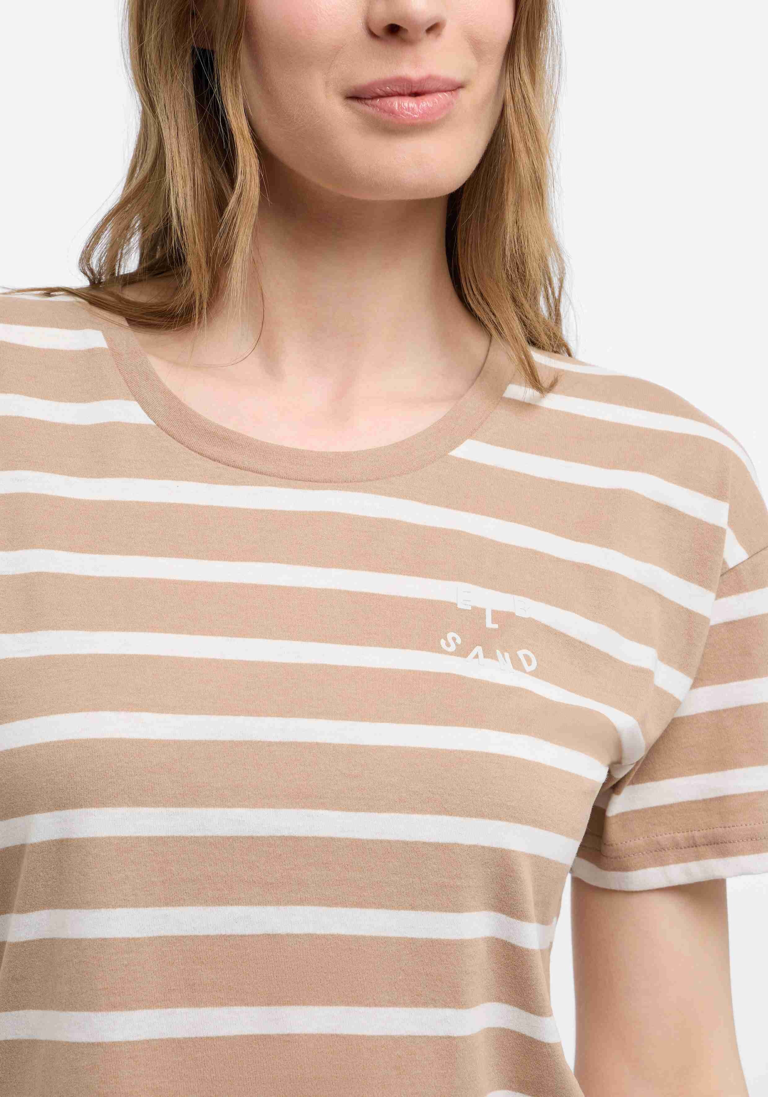 ELBSAND Uumi T-shirt Nougat_ Cloud White_ stripe