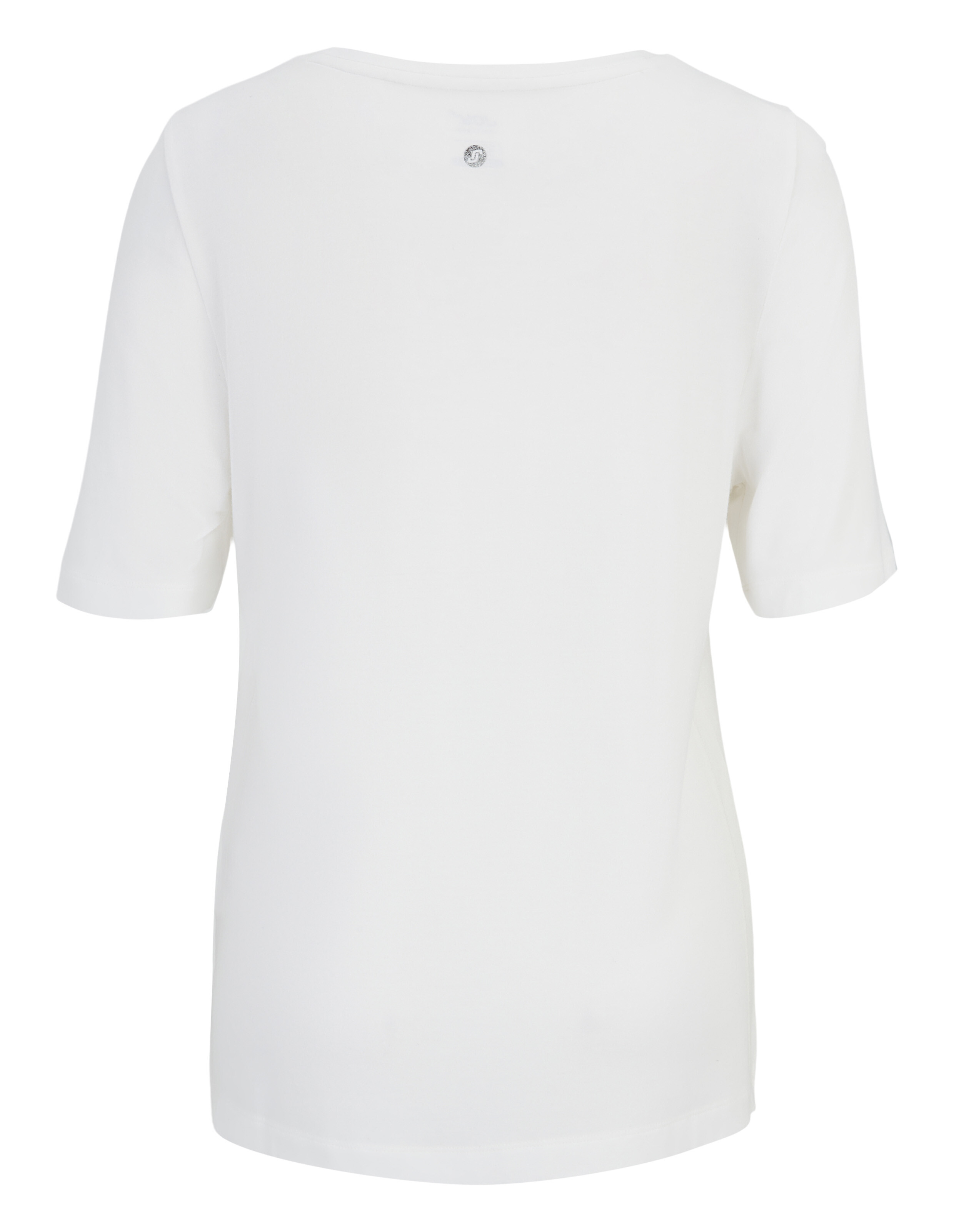 Rückansicht eines weißen, lässigen ELBSAND-T-Shirts mit kurzen Ärmeln und kleinem Logo-Detail.