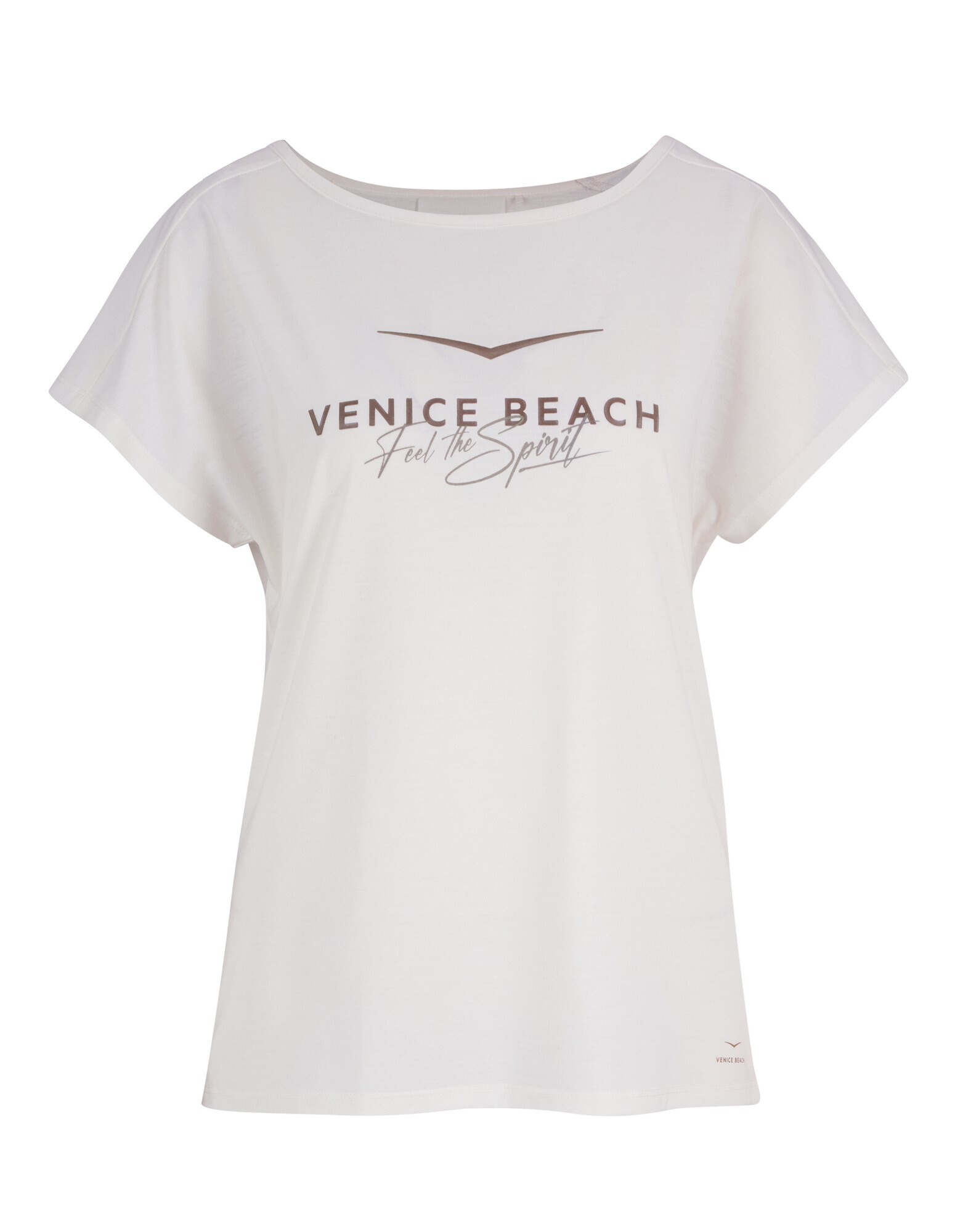Weißes, lässiges T-Shirt mit „Venice Beach“-Grafik, entspannte Passform für angenehmen Tragekomfort.