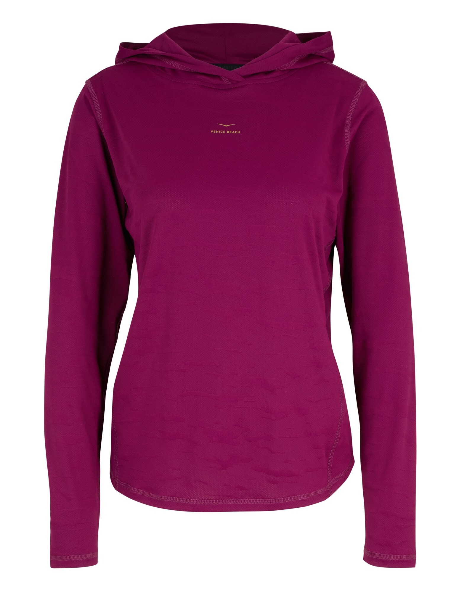 Langärmliger Damen-Hoodie in leuchtendem Magenta mit dezenter Struktur.