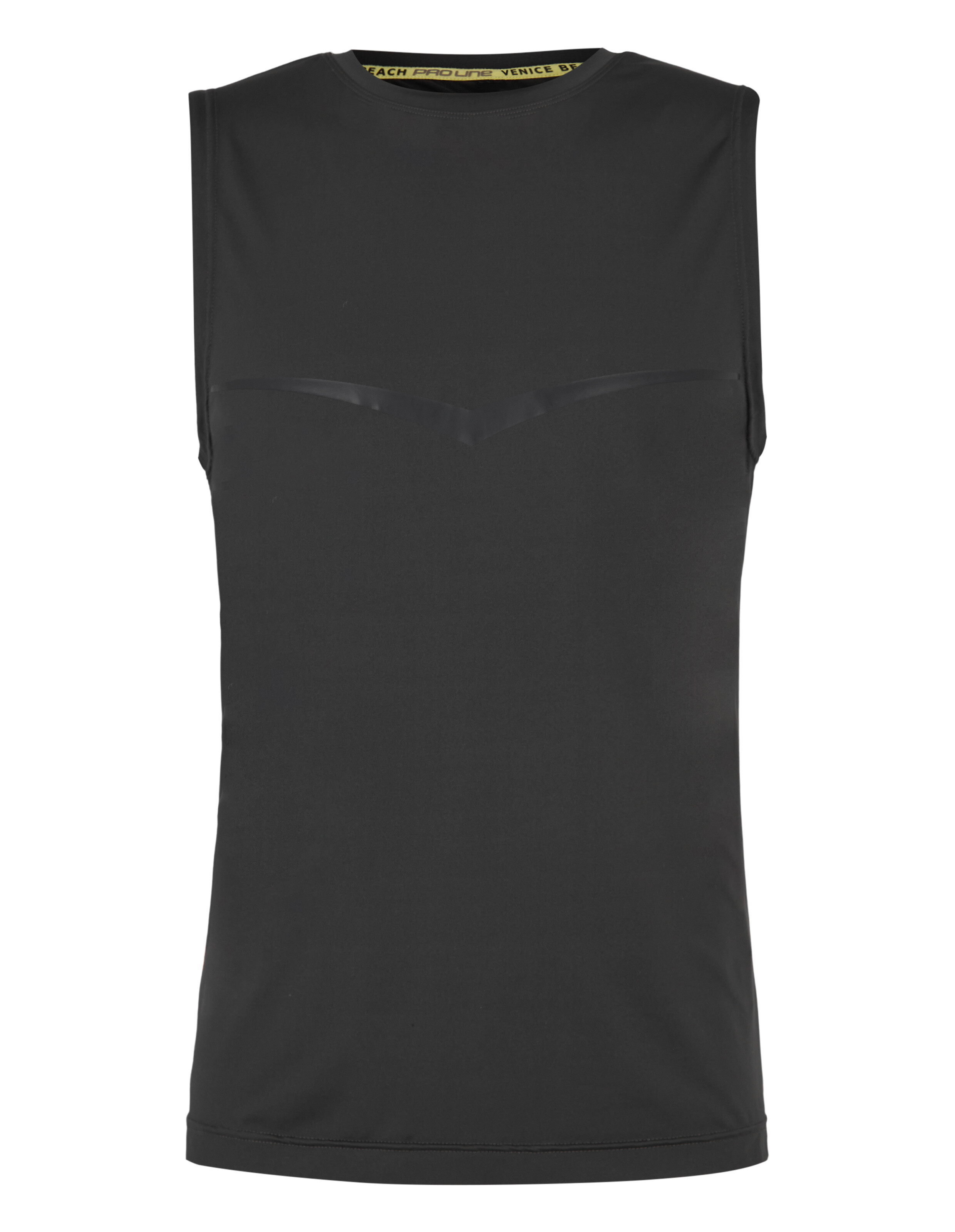 Ärmelloses schwarzes Herrenoberteil mit elegantem Design, ideal für Freizeitkleidung.