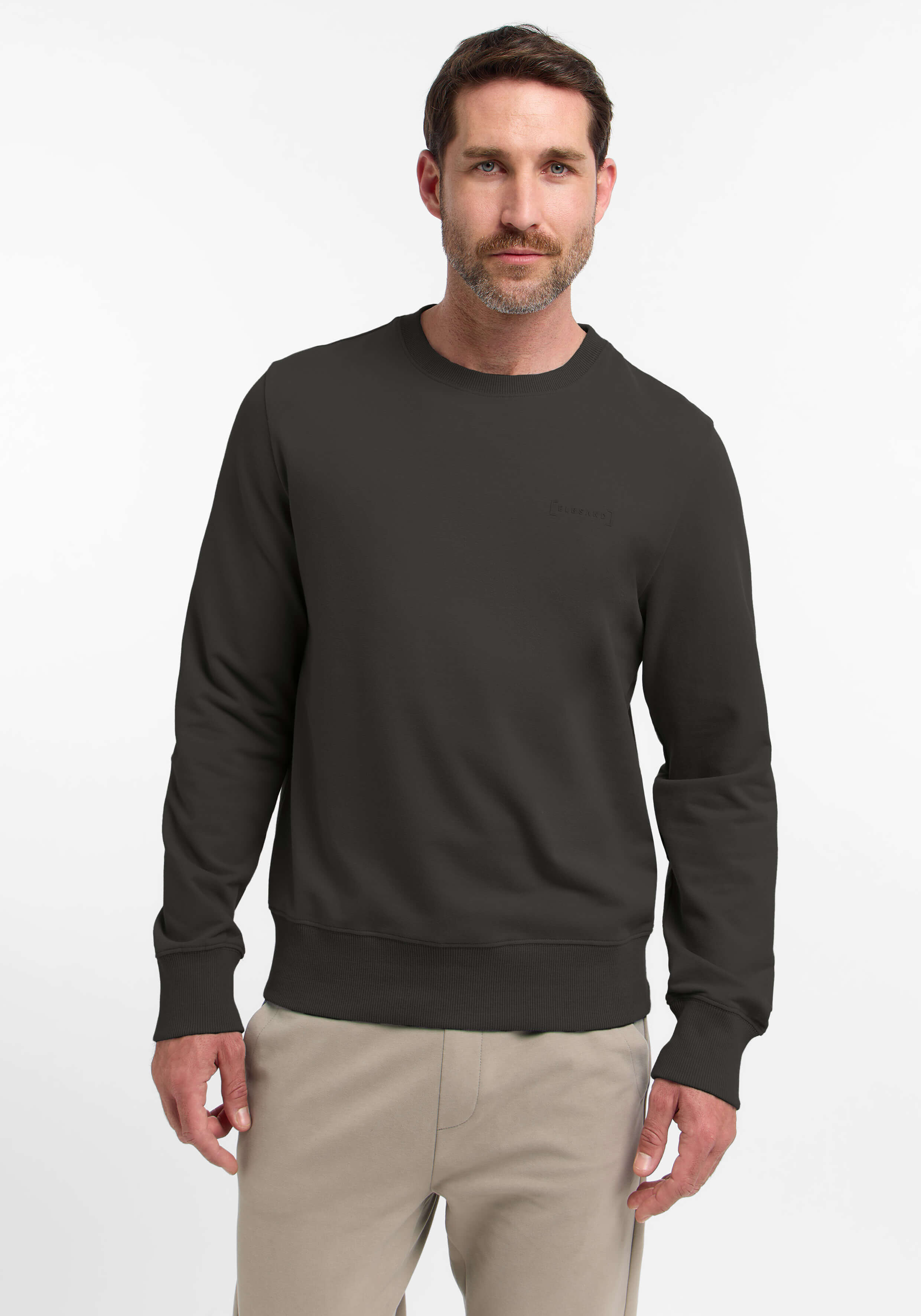 Dunkelgraues Herren-Sweatshirt mit klassischem Rundhalsausschnitt und entspannter Passform.