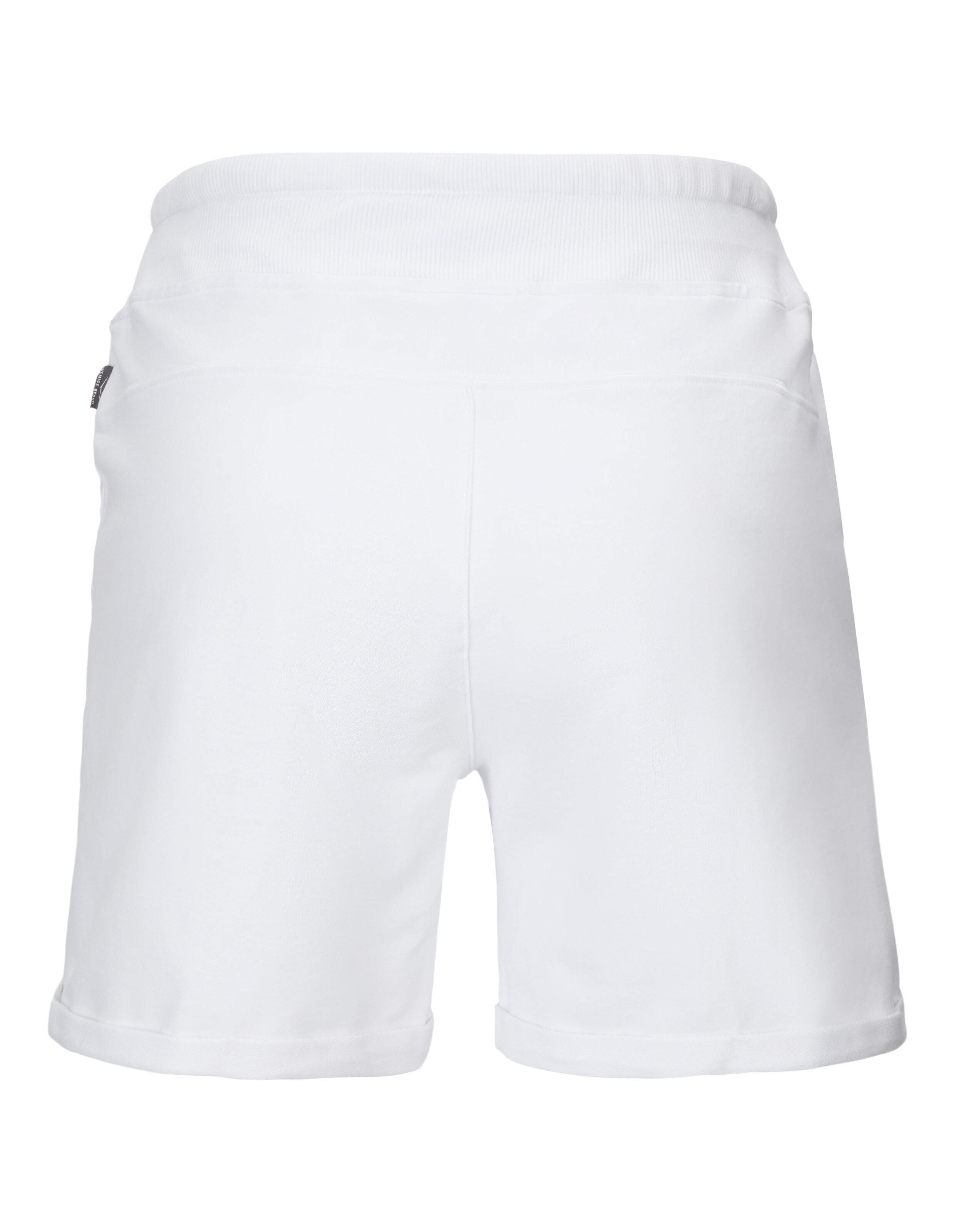 Rückansicht der weißen ELBSAND Casual-Lounge-Shorts mit elastischem Bund.