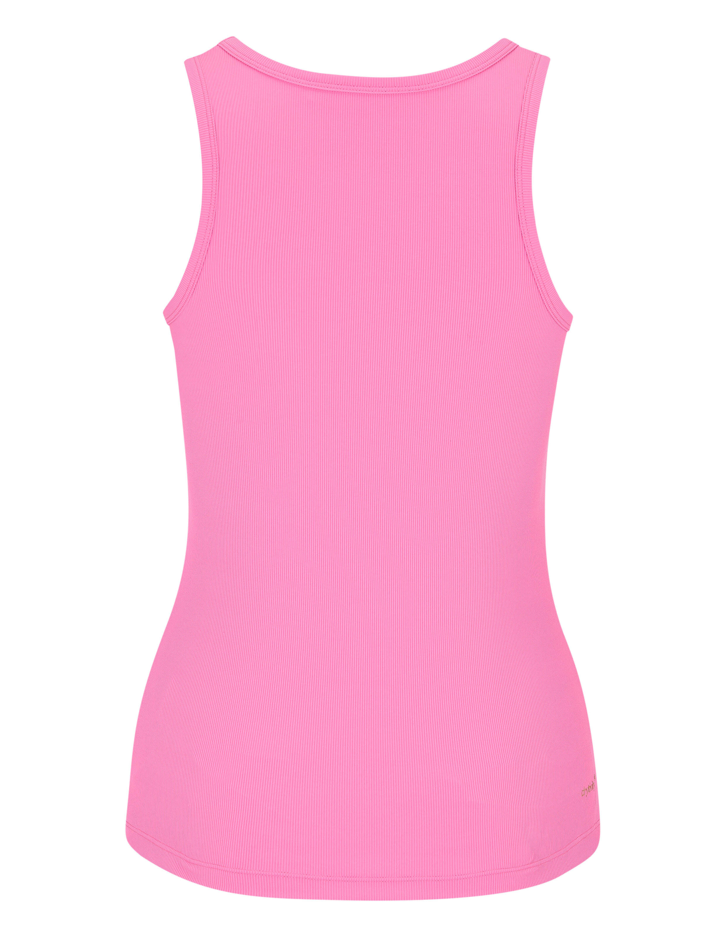 Rosafarbenes, geripptes Tanktop „Venice Beach Brenda“, ein bequemes, lässiges Essential zum Entspannen.