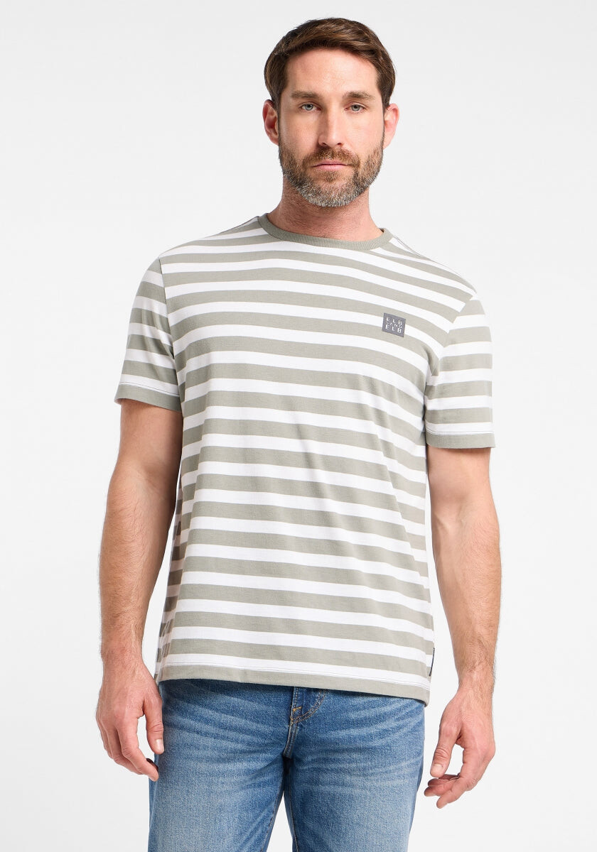 Noe T-Shirt loose fit von Elbsand in Stone + Bright White STRIPE