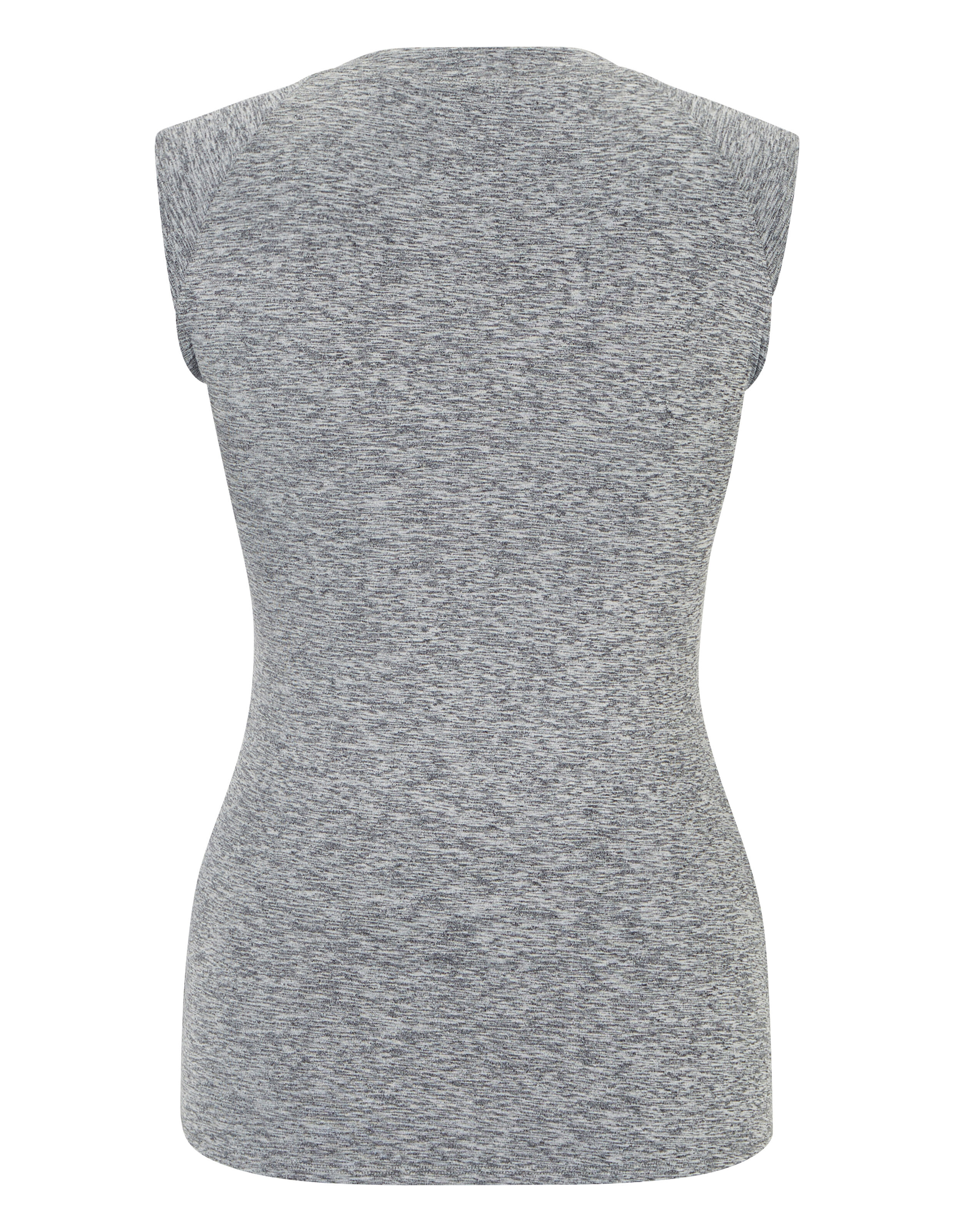 Graues ärmelloses Oberteil mit taillierter Silhouette, ideal für Freizeitkleidung.