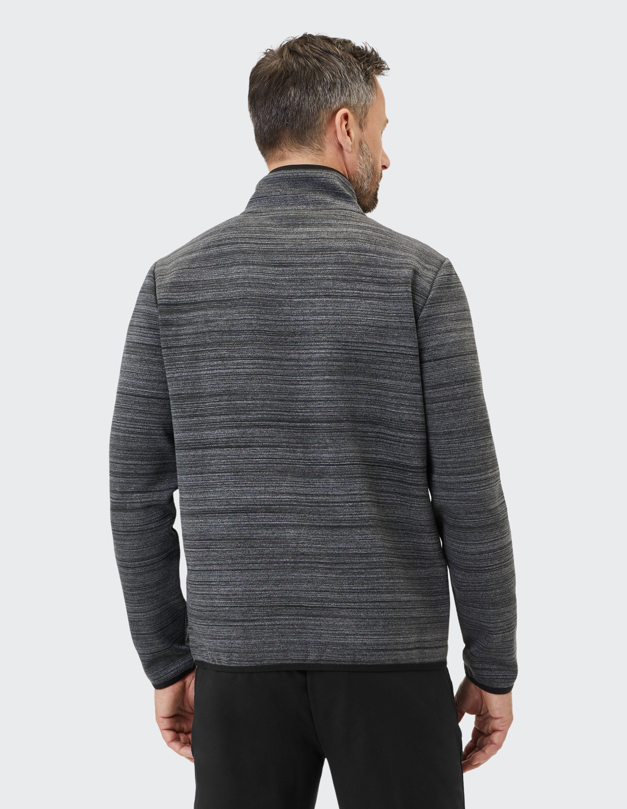 Gemütliche grau gestreifte Herrenjacke, perfekt für Freizeitkleidung und Faulenzen.