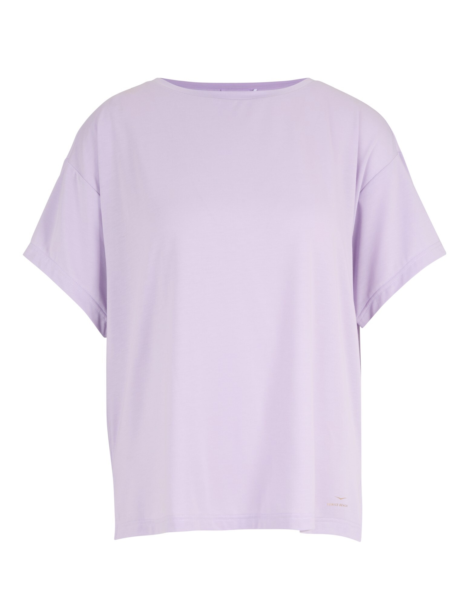Helles, lavendelfarbenes, übergroßes T-Shirt mit kurzen Ärmeln, perfekt für die Freizeit.