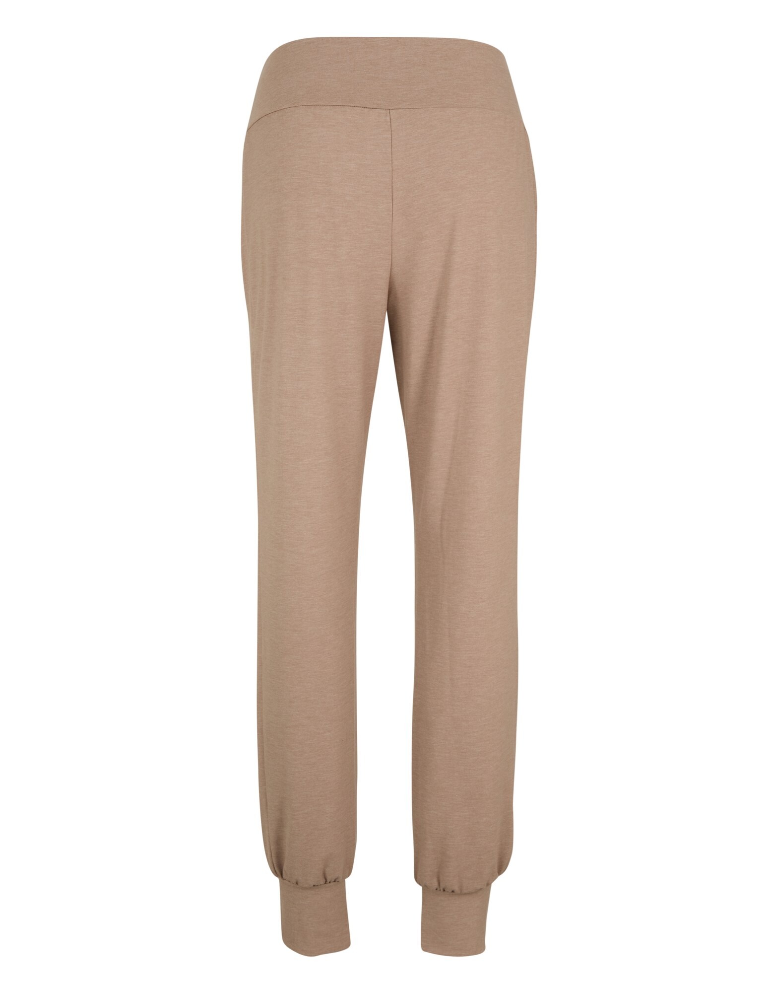 Gemütliche beige Jogginghose mit elastischen Bündchen, perfekt zum lässigen Faulenzen oder Reisen.