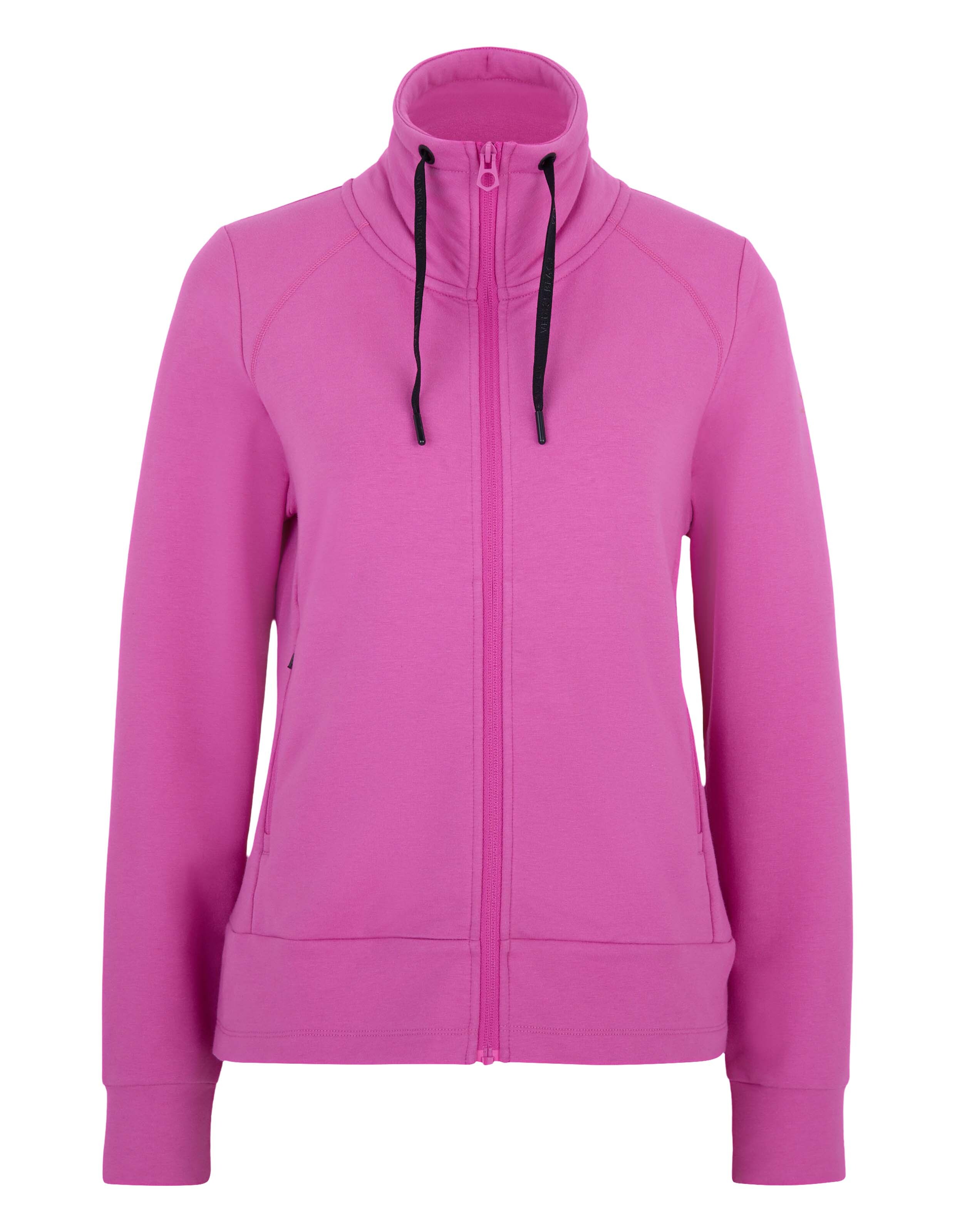 Rosafarbene Venice Beach Sweatjacke Florence mit hohem Kragen und durchgehendem Reißverschluss für Freizeitkleidung.
