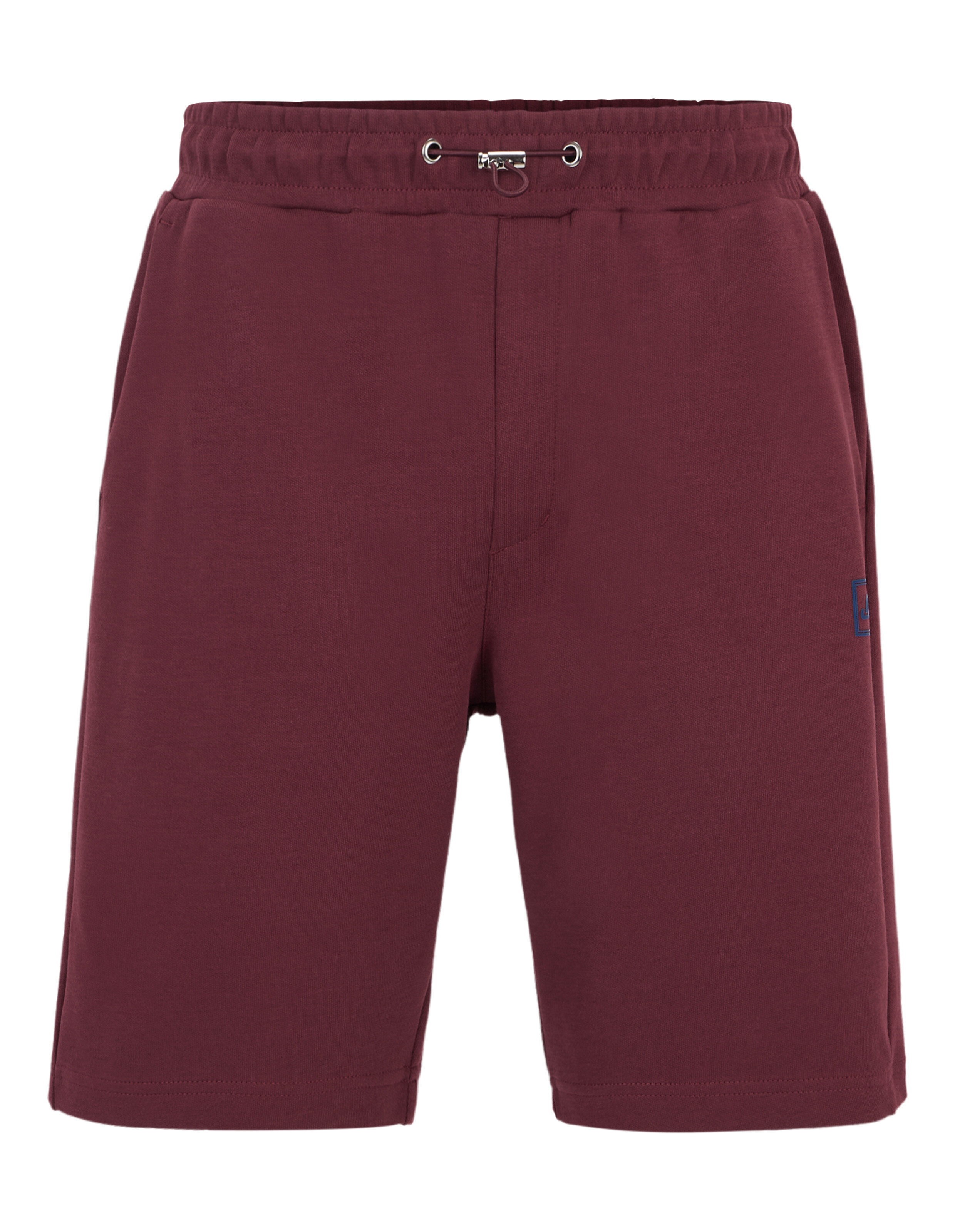 Weinrote Shorts mit elastischem Bund und Kordelzug, seitlichen Taschen und schlichtem Schnitt für lässigen Tragekomfort.