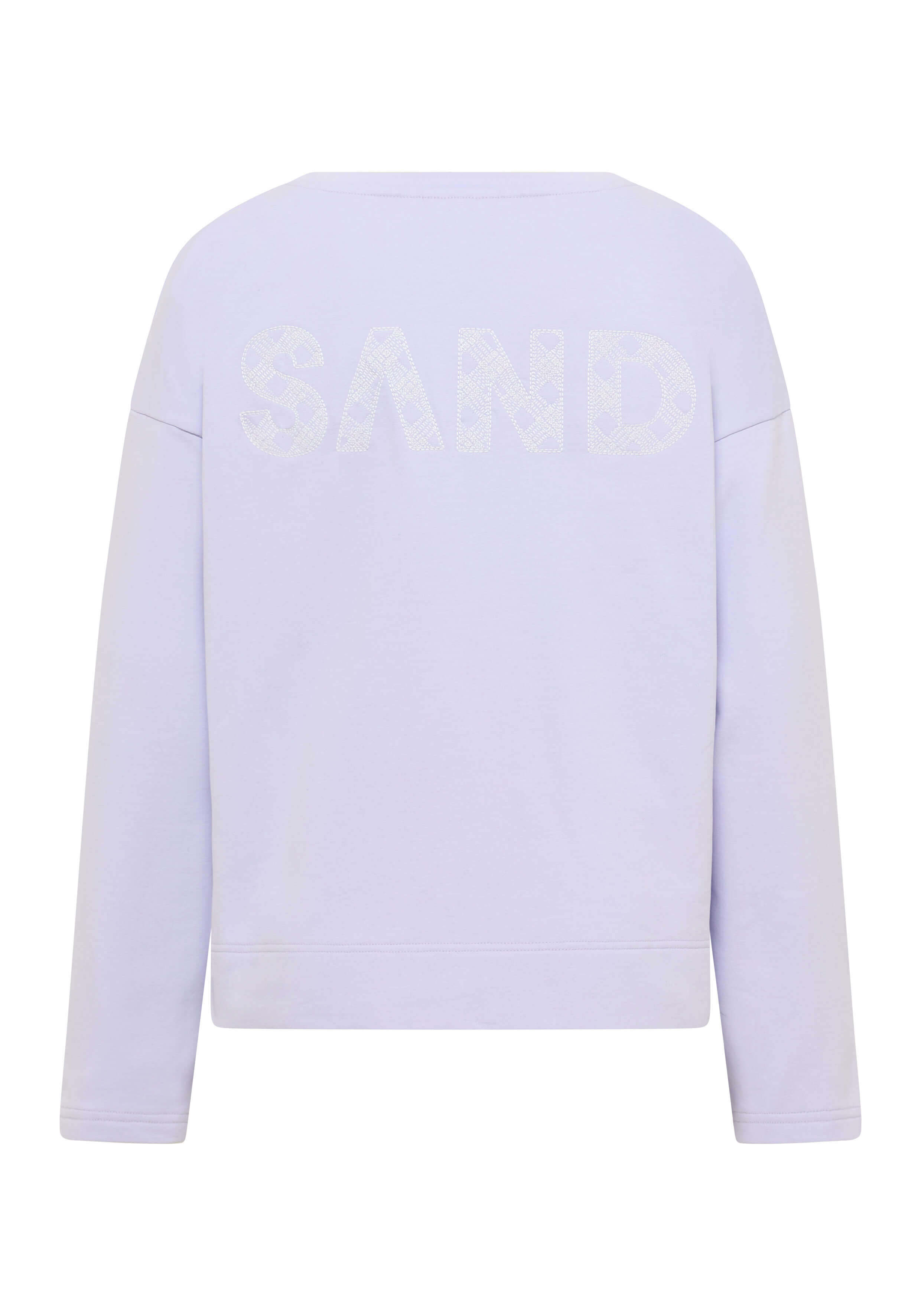 Hellviolettes, lässiges Sweatshirt mit „SAND“-Logo auf der Rückseite.