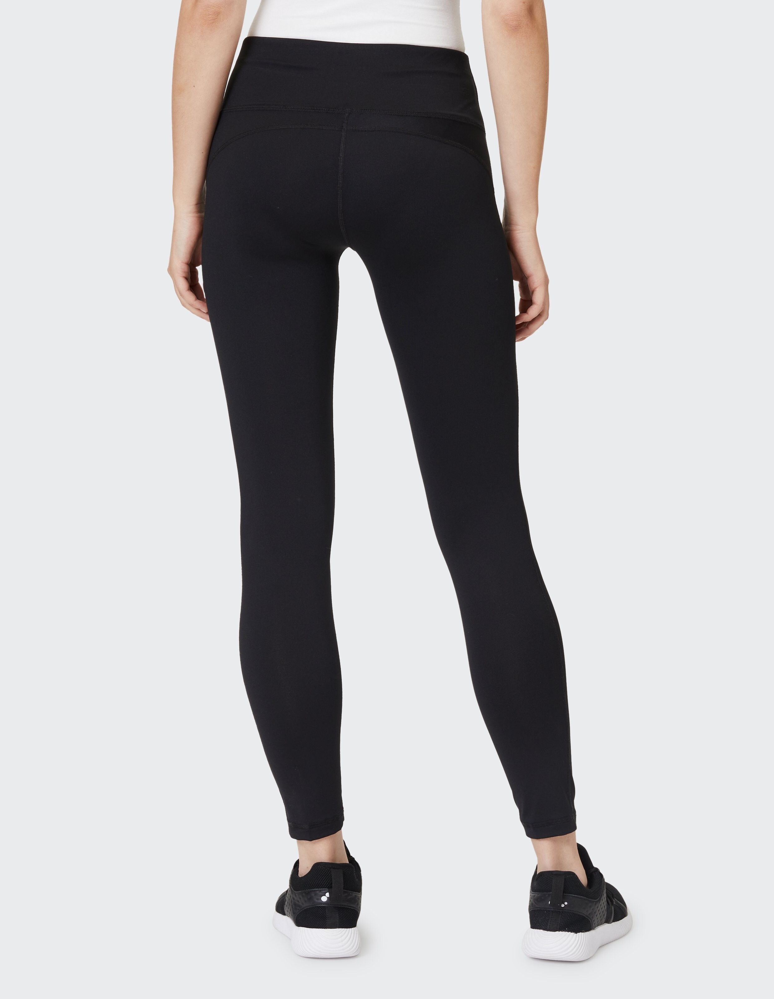 Schwarze Leggings mit hohem Bund und schlanker Passform, perfekt für Freizeitkleidung.