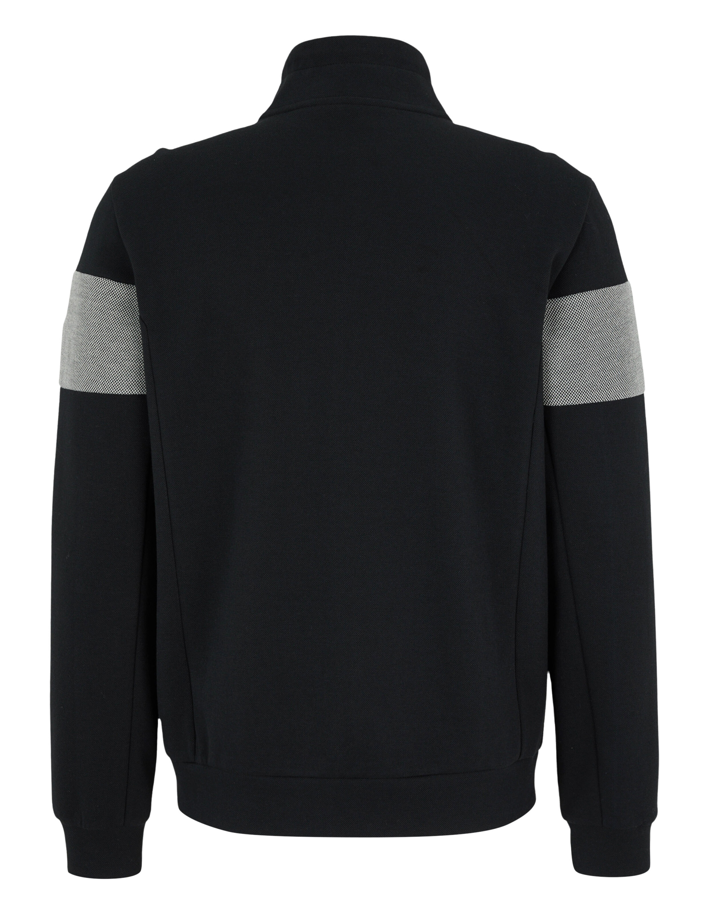 Schwarze Freizeitjacke für Herren mit grau gestreiften Details, perfekt für entspannte Ausflüge.