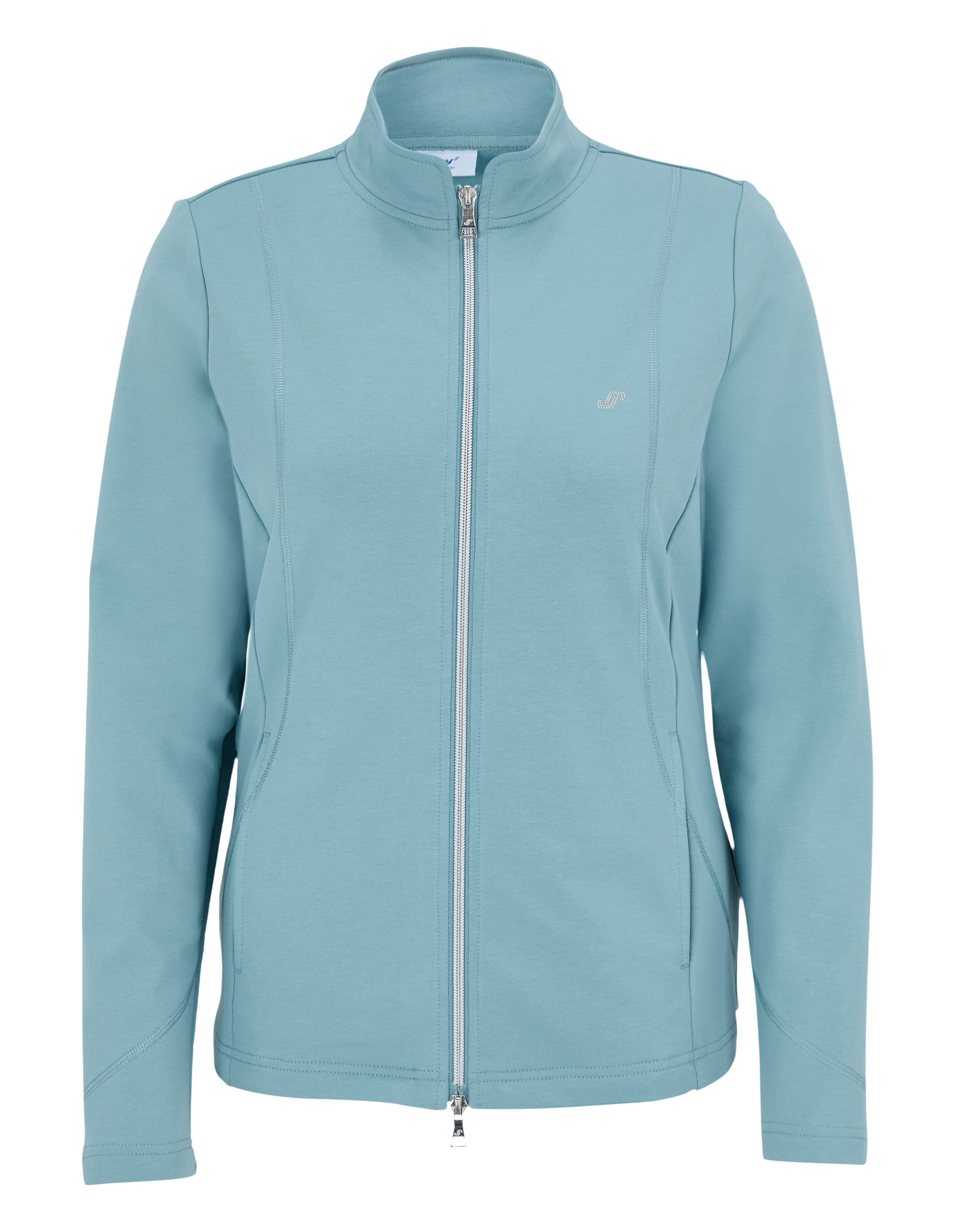 Hellblaue Jacke mit Reißverschluss und elegantem Design, perfekt für die Freizeit.