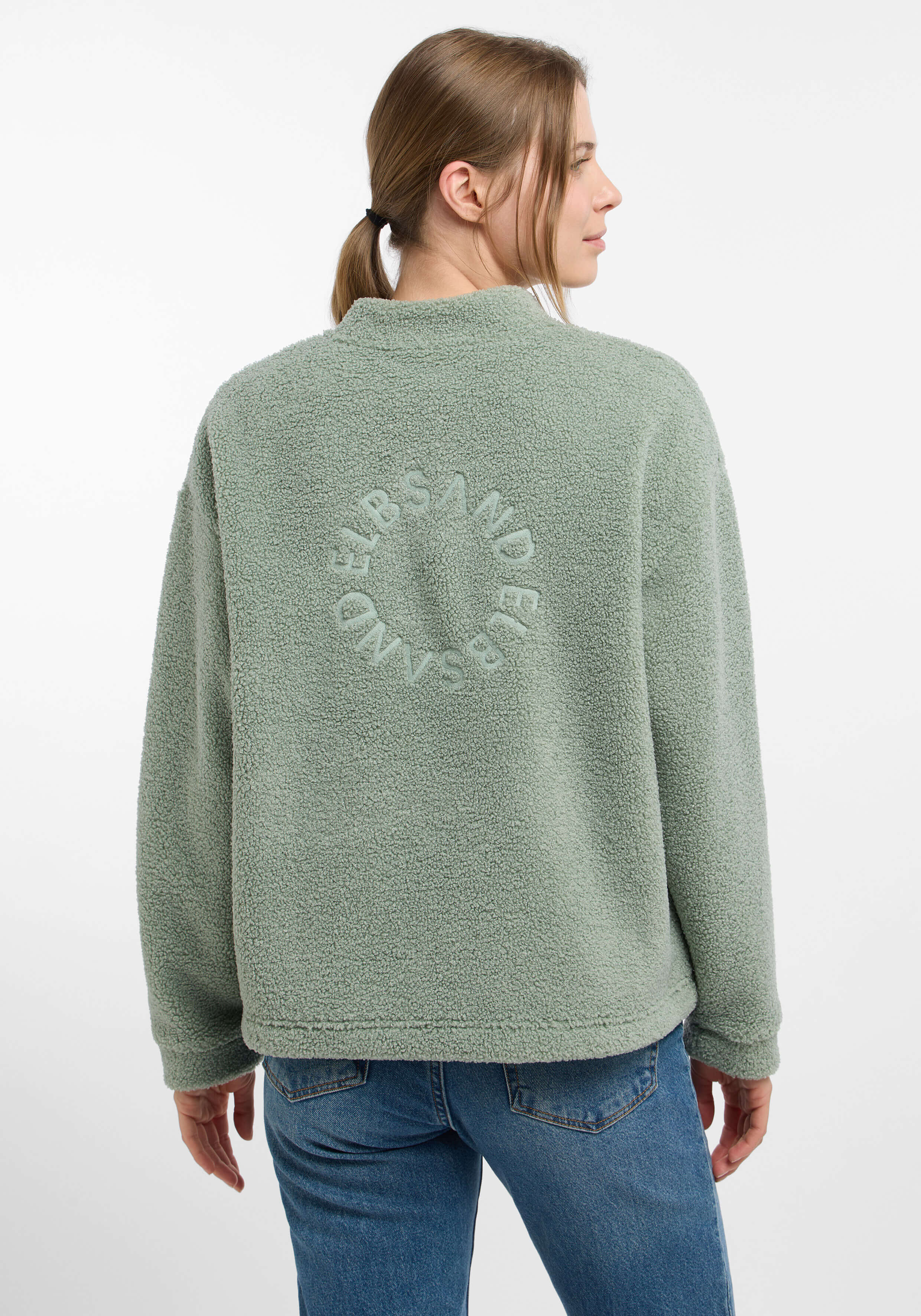 Kuschelige grüne Fleecejacke mit Logo, perfekt für Freizeitkleidung und Faulenzen.