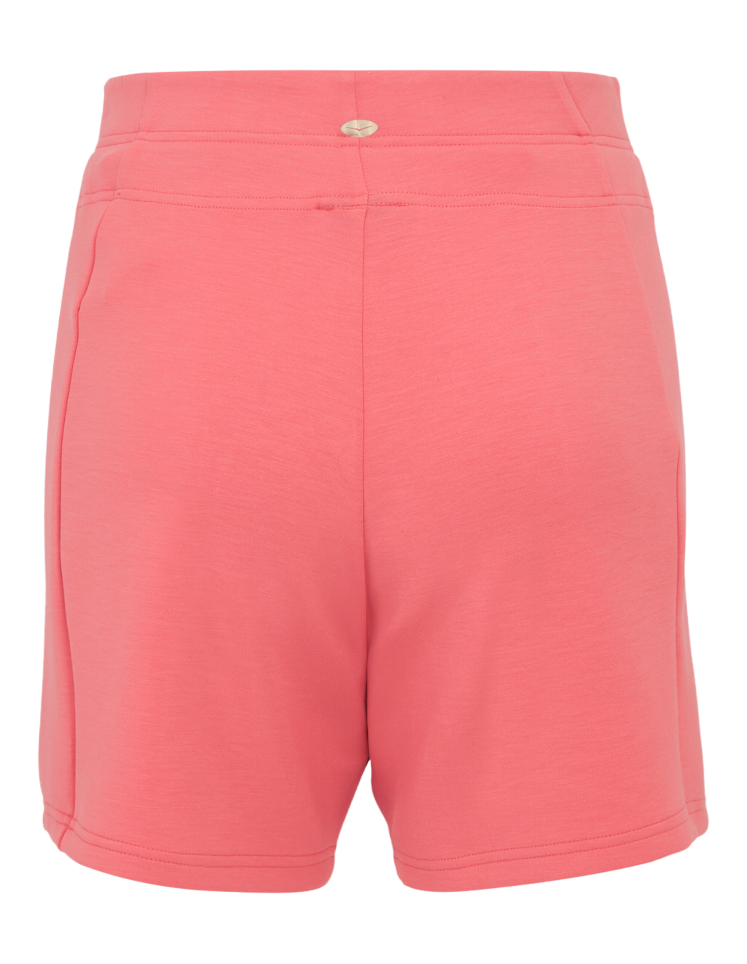 Rückansicht einer rosa Freizeitshorts mit bequemer Passform und weichem Material.