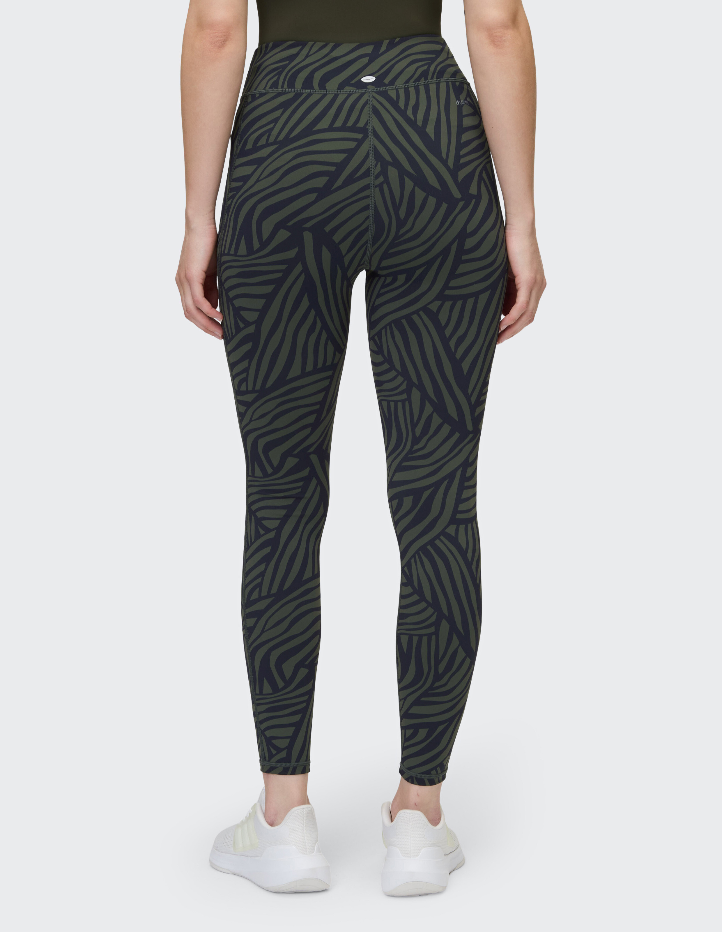 Venice Beach Keeva-Strumpfhose mit dunkelgrünem und schwarzem abstraktem Muster für Freizeitkleidung.