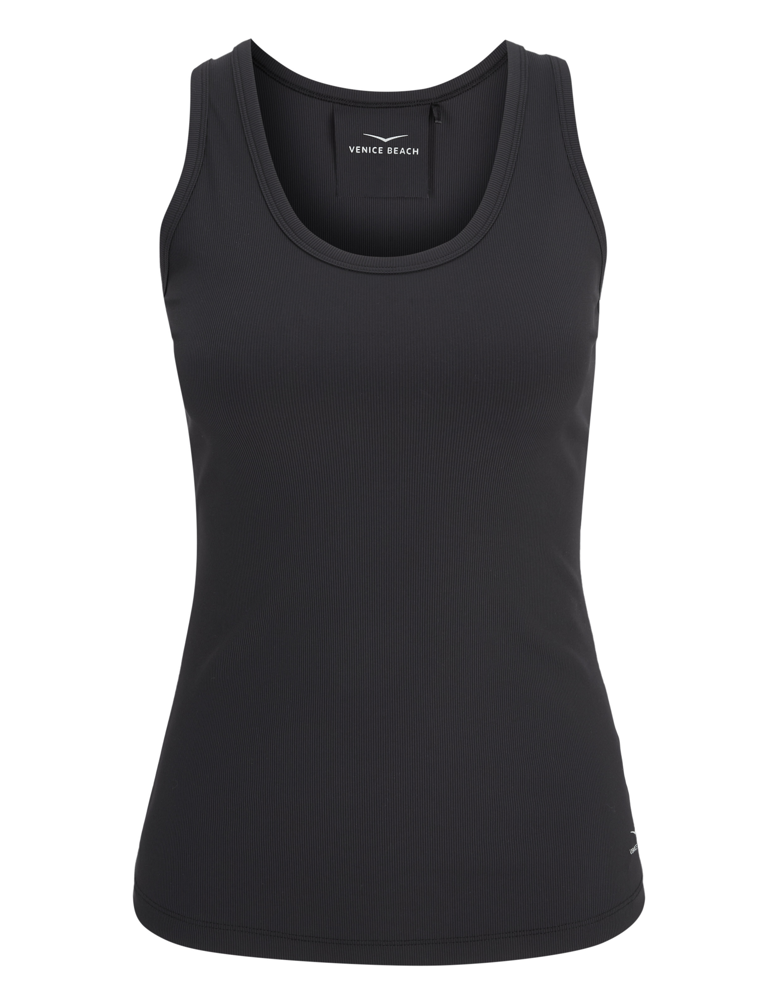 Schwarzes Venice Beach Brenda Tanktop mit gerippter Textur für lässigen, bequemen Tragekomfort.