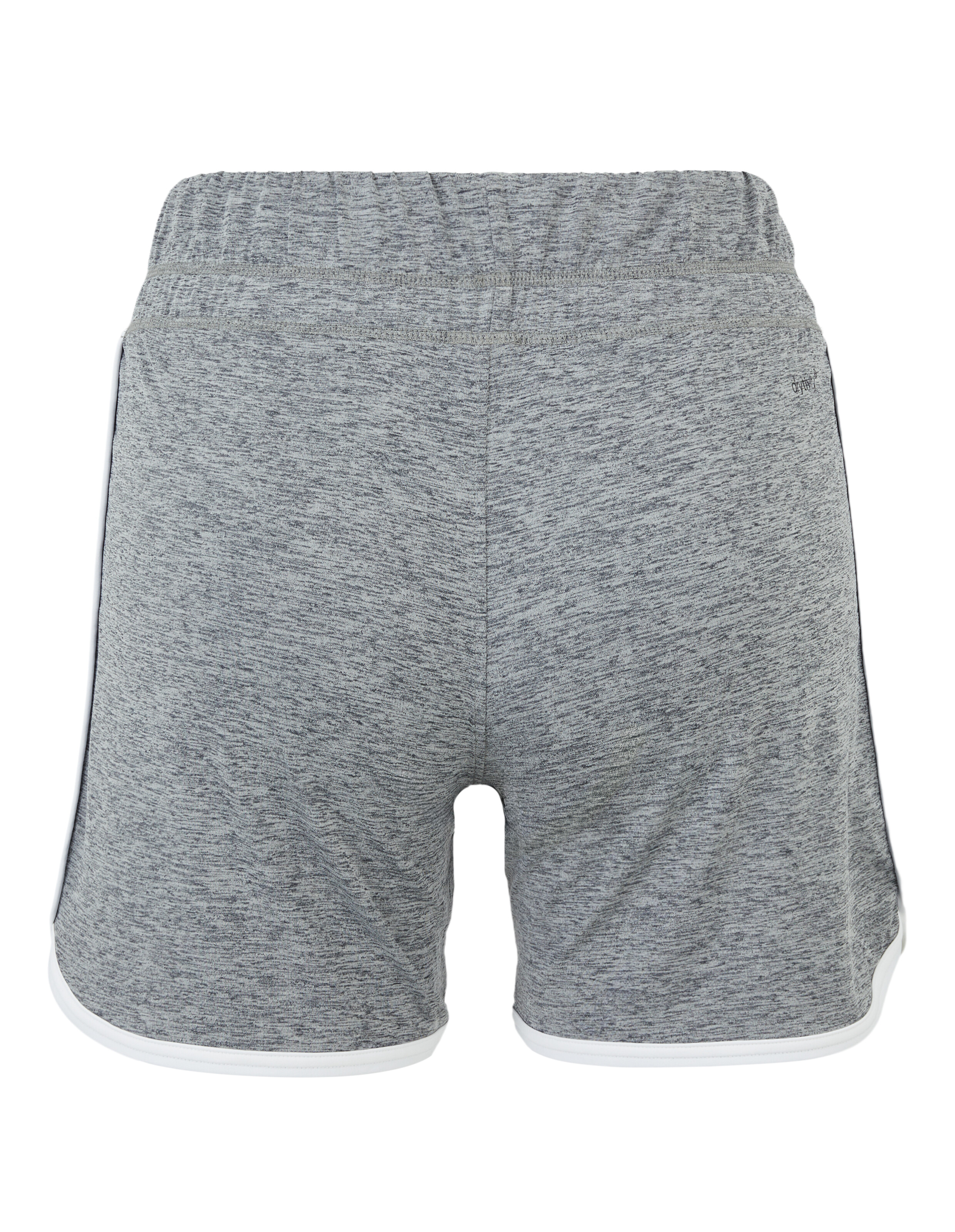 Gemütliche graue Sportshorts mit bequemem elastischem Bund und weißem Besatz.