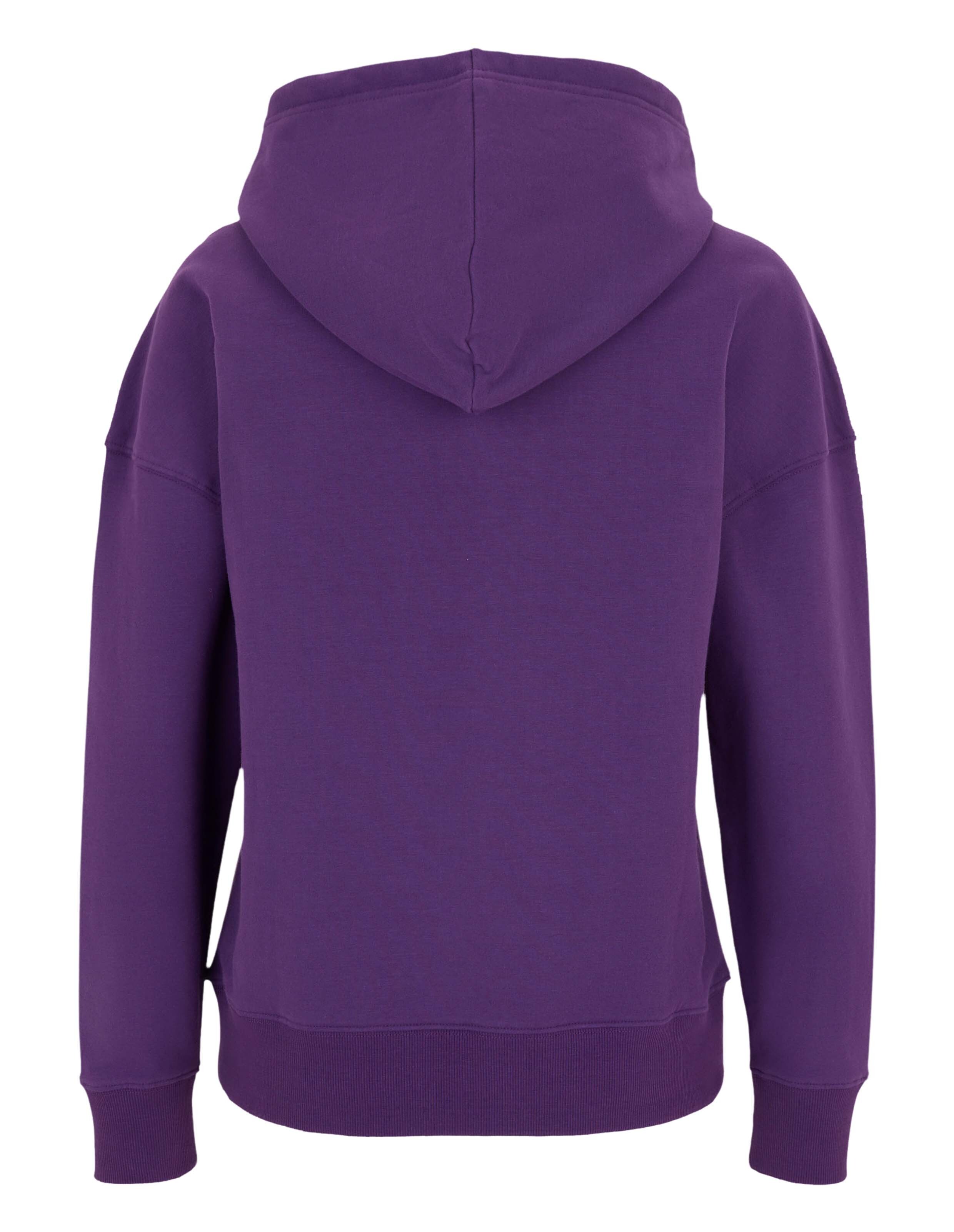 Rückansicht des lilafarbenen Venice Beach Hoodie Evelyn, ein gemütliches, lässiges Lounge-Teil.