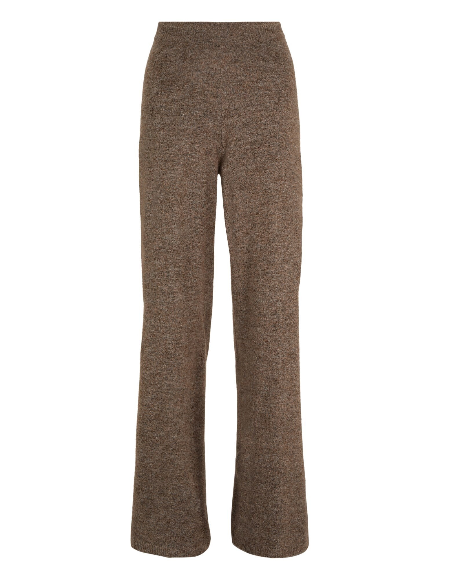 Gemütliche braune Strickhose mit weitem Bein, perfekt zum lässigen Faulenzen oder Brunch.