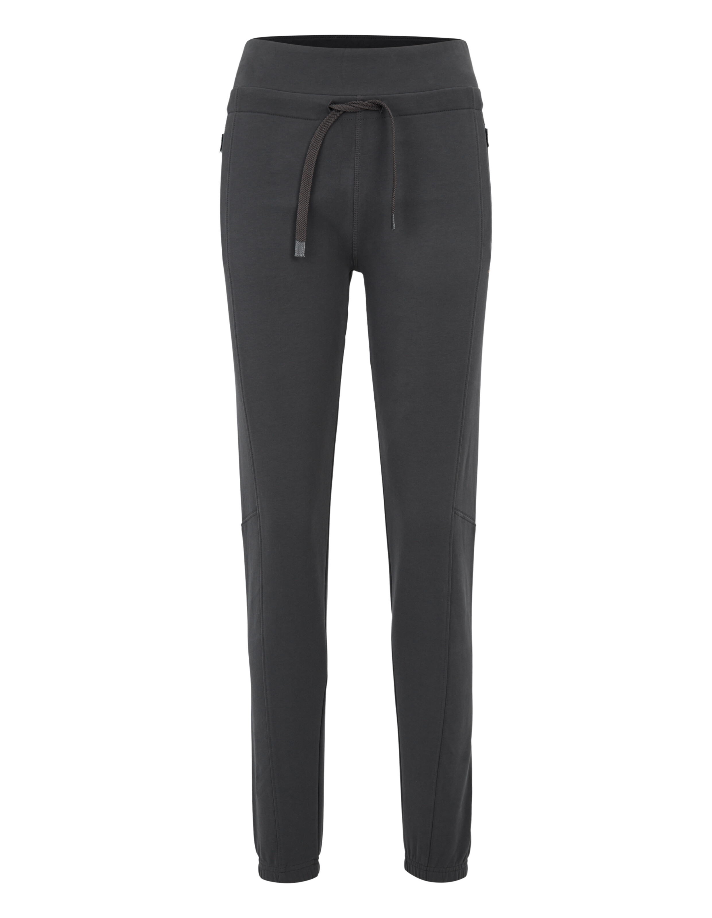 Dunkelgraue, lässige Jogginghose mit elastischem Bund und Kordelzug für bequemen Lounge-Look.