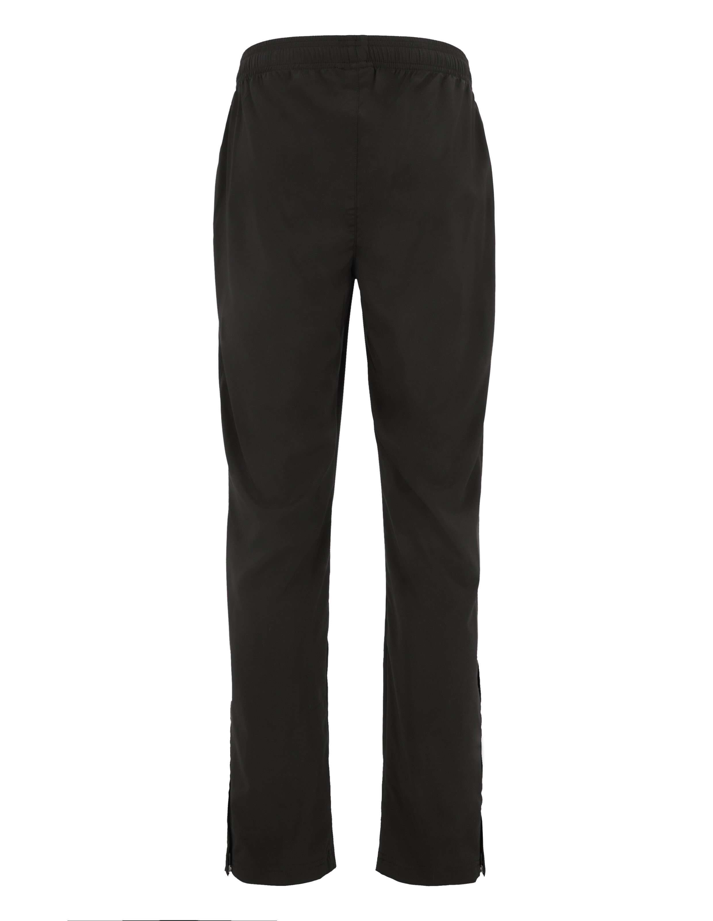 Schwarze, lange Sporthose mit elastischem Bund und geradem Schnitt, ideal für Training und Freizeit.