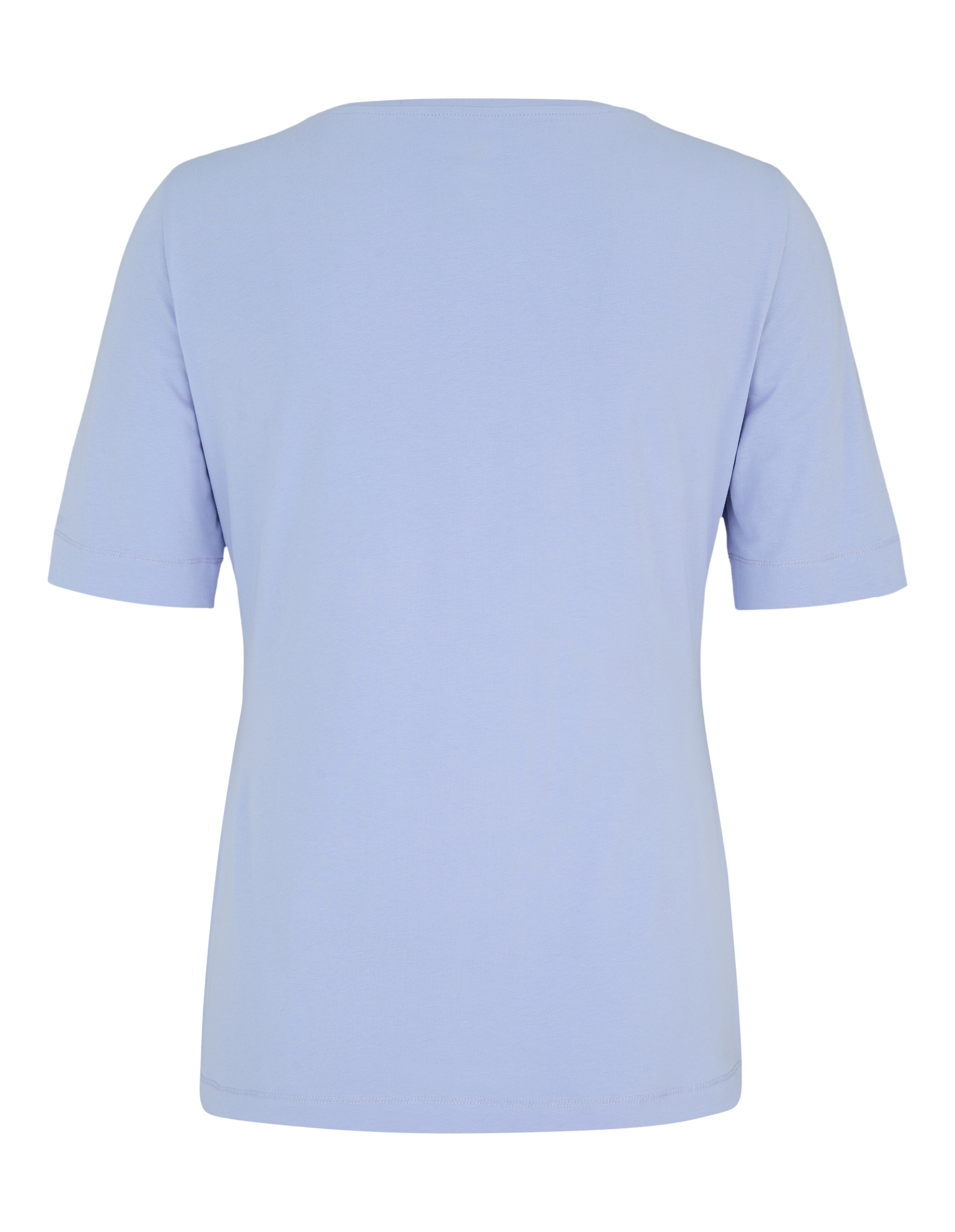 Ein hellblaues T-Shirt mit kurzen Ärmeln und einem runden Ausschnitt.