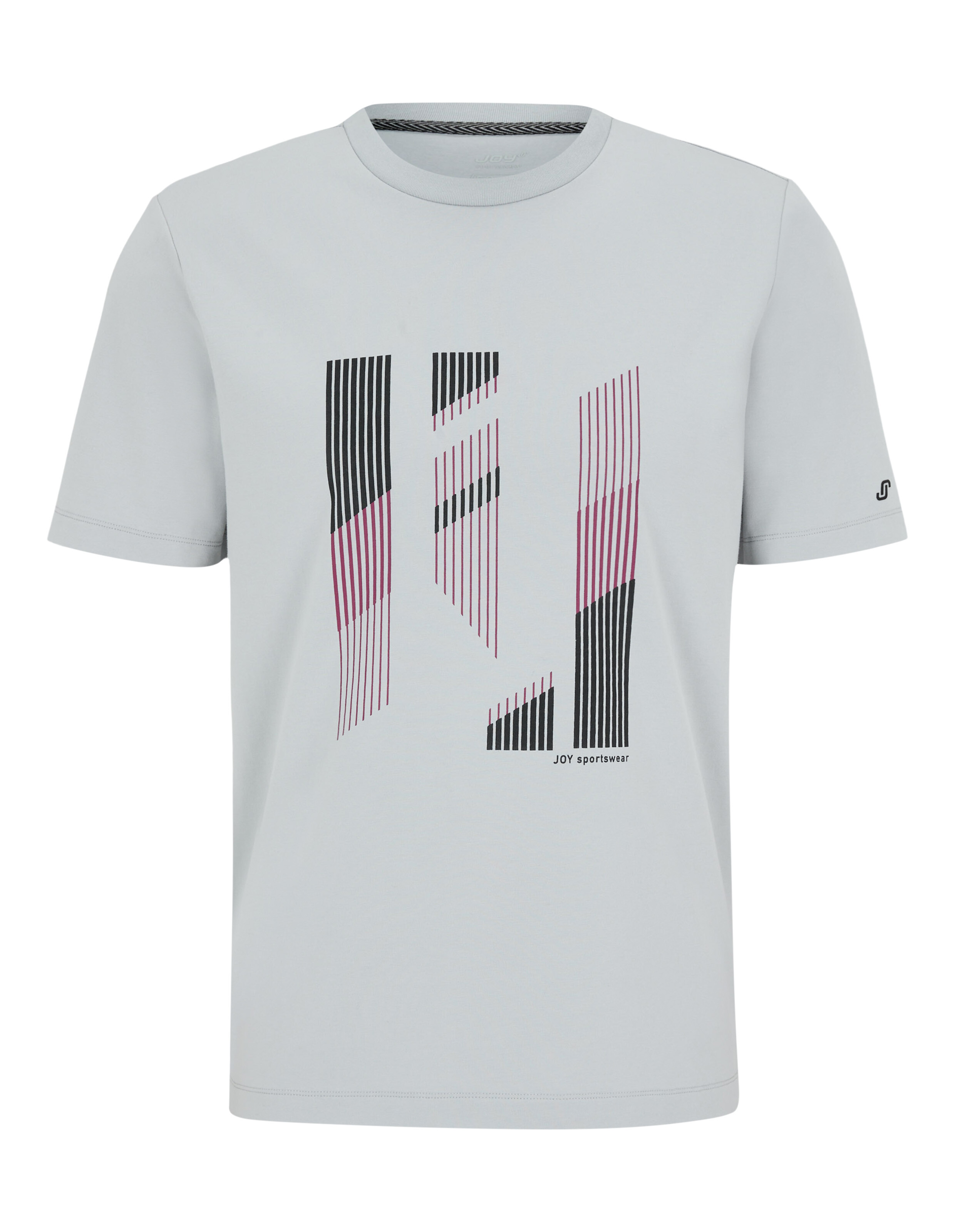 Hellgraues Kurzarm-T-Shirt mit modernem Grafikdesign.