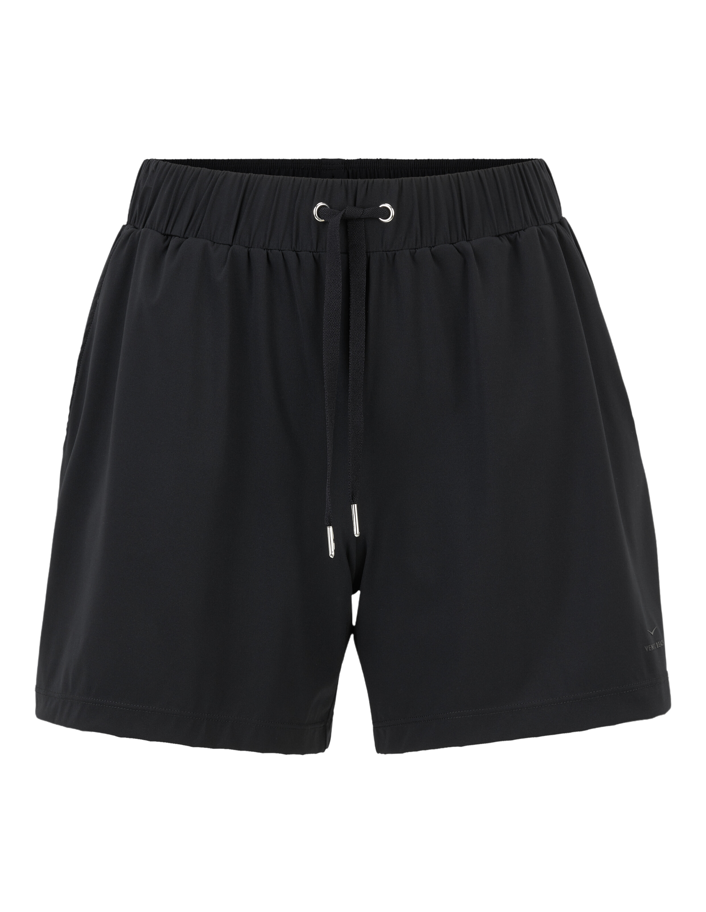 Schwarze „Venice Beach Tilly“-Shorts mit elastischem Kordelzug in der Taille für lässigen Komfort.