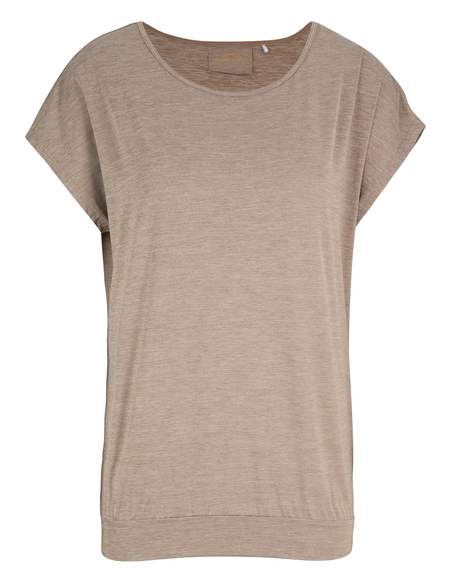 Hellbraunes, übergroßes T-Shirt mit entspannter Passform und kurzen Ärmeln.