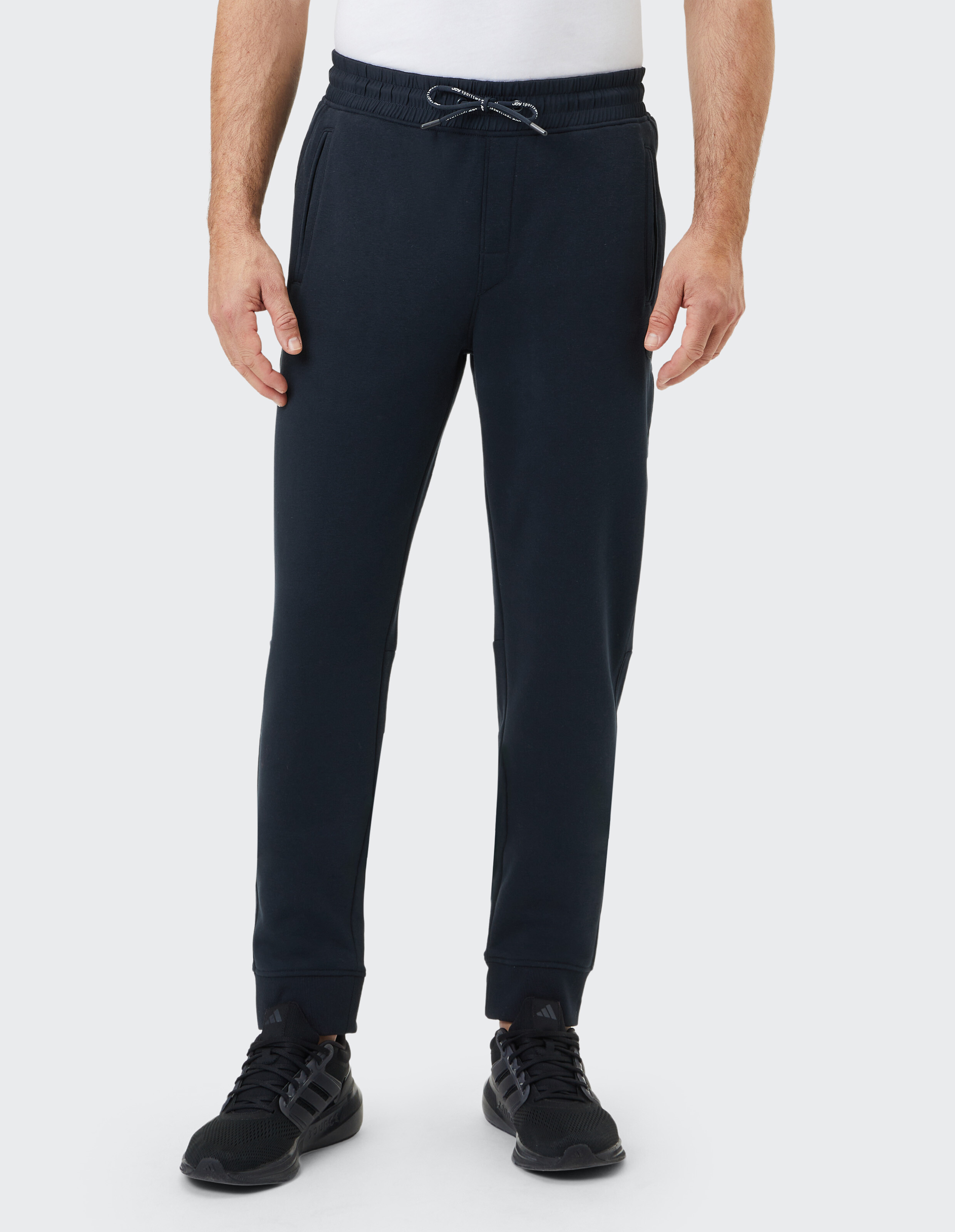 Marineblaue Herren-Jogginghose mit elastischem Bund und Seitentaschen, perfekt für den Freizeitgebrauch.