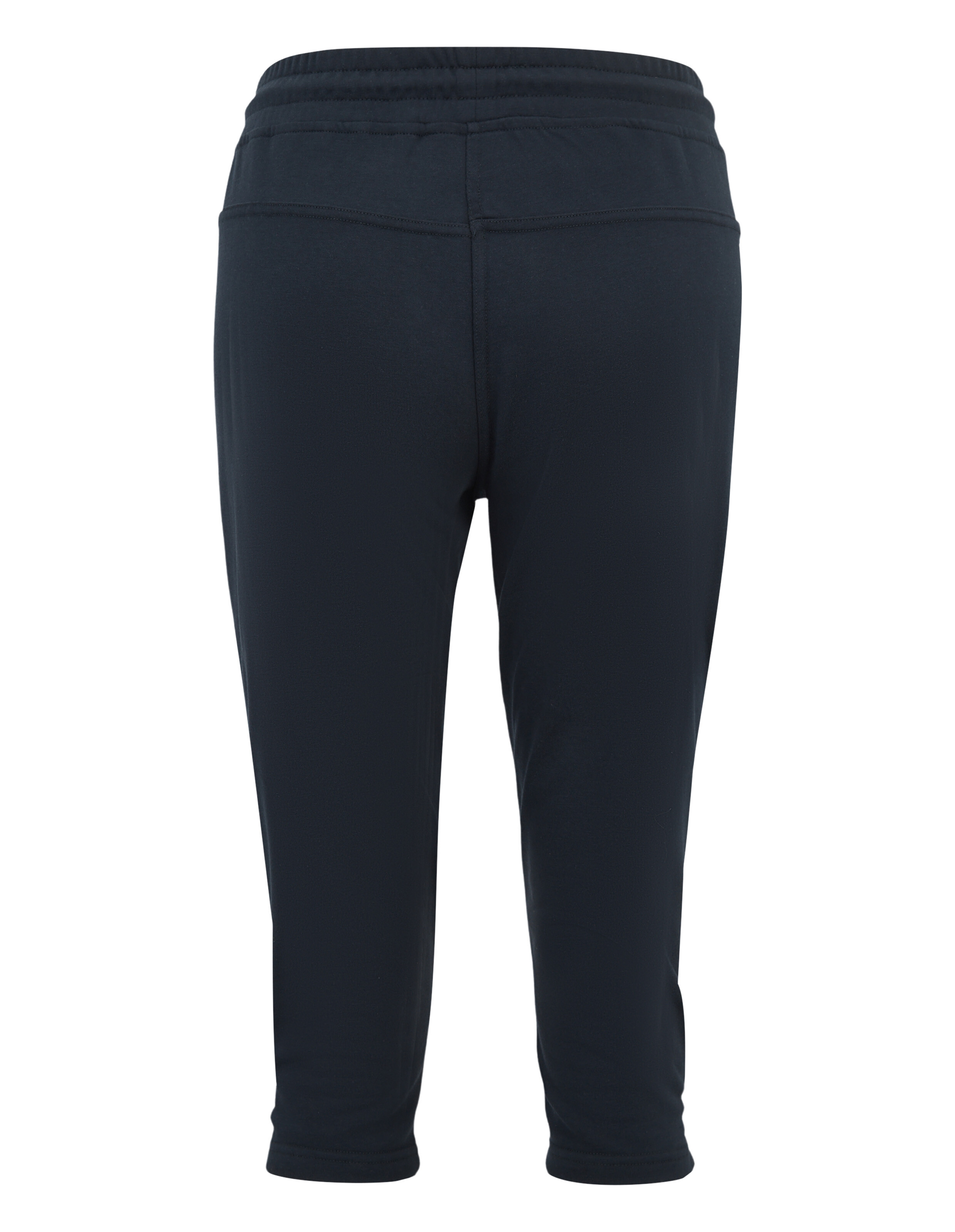 Rückansicht einer dunkelblauen Freizeit-Lounge-Jogginghose mit elastischem Bund.