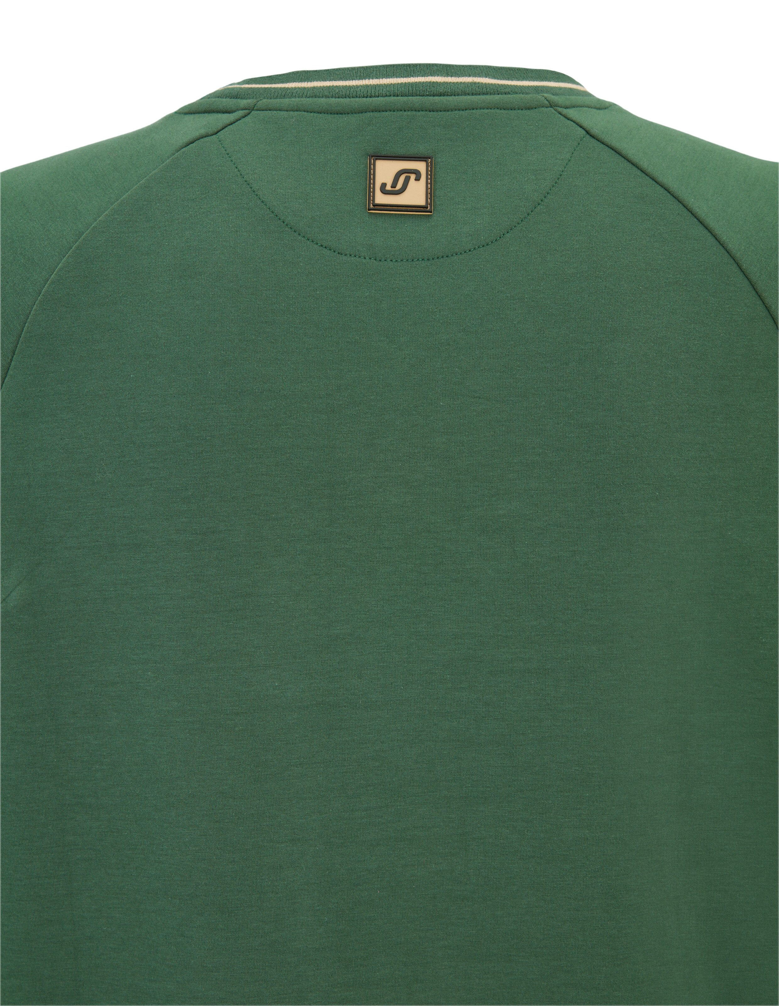 Grünes lässiges ELBSAND-Sweatshirt mit Markenlogo-Patch und geripptem Kragen.