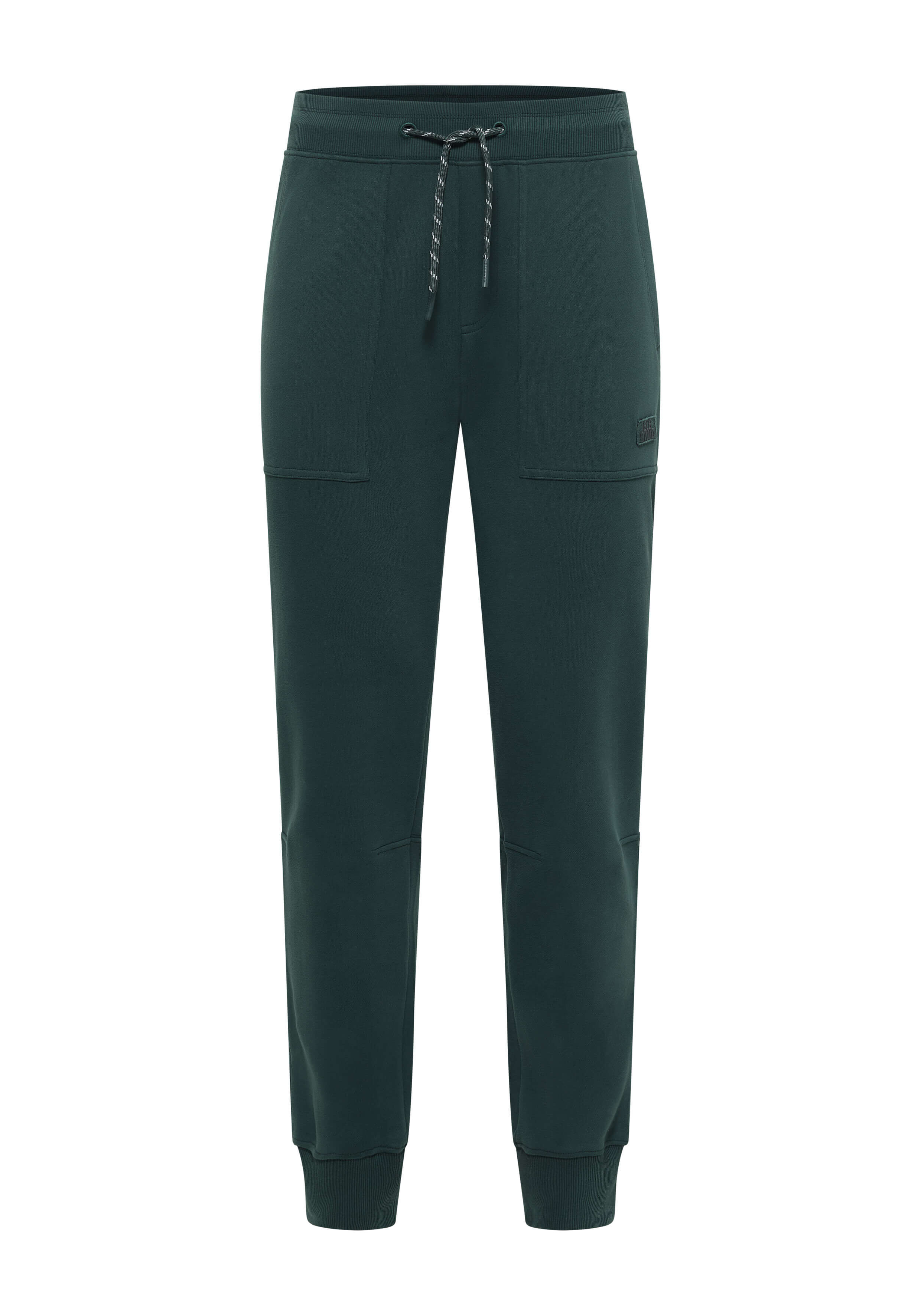 Dunkelgrüne Jogginghose mit Taschen und Kordelzug in der Taille für Freizeitkleidung.