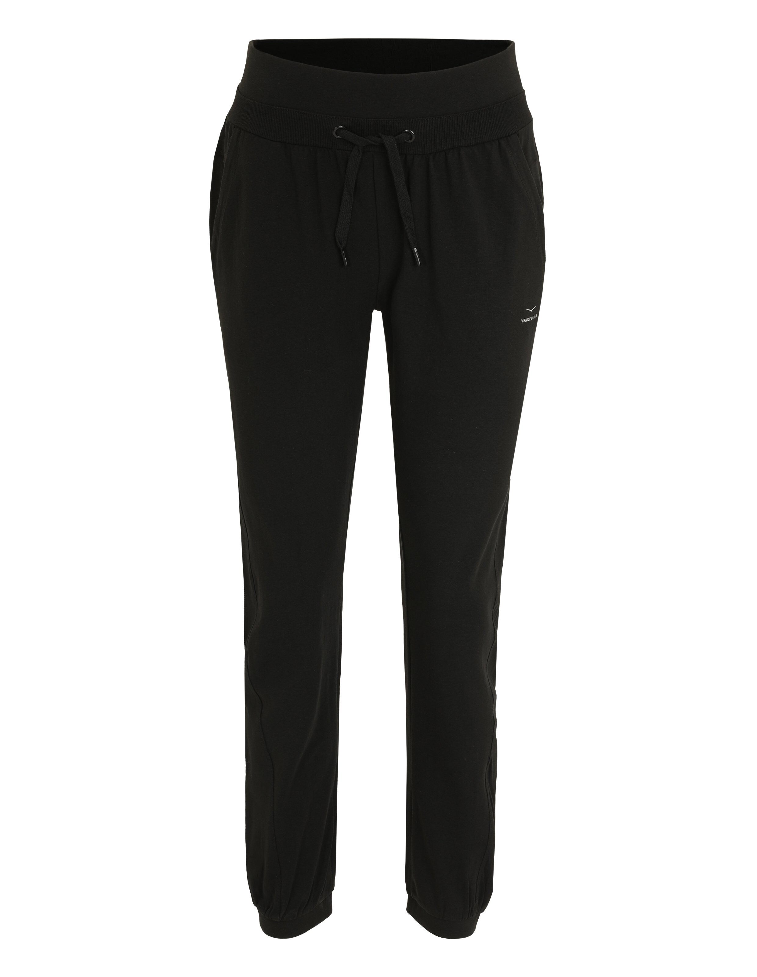 Schwarze Jogginghose von Venice Beach Joyce mit Kordelzug in der Taille für gemütliche Freizeitkleidung.