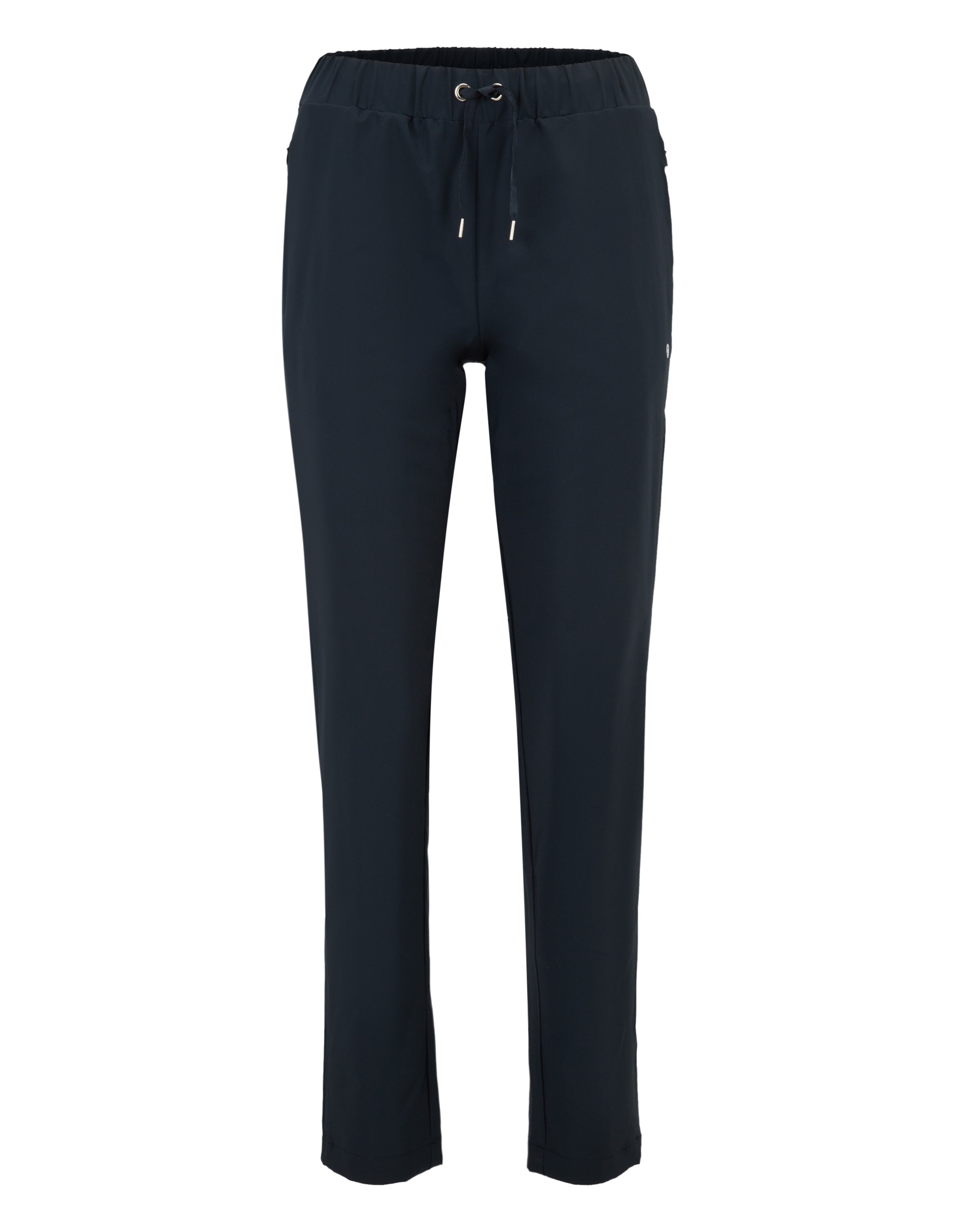 Dunkelblaue, lässige Lounge-Hose mit elastischem Kordelzug in der Taille für bequemen Tragekomfort im Alltag.