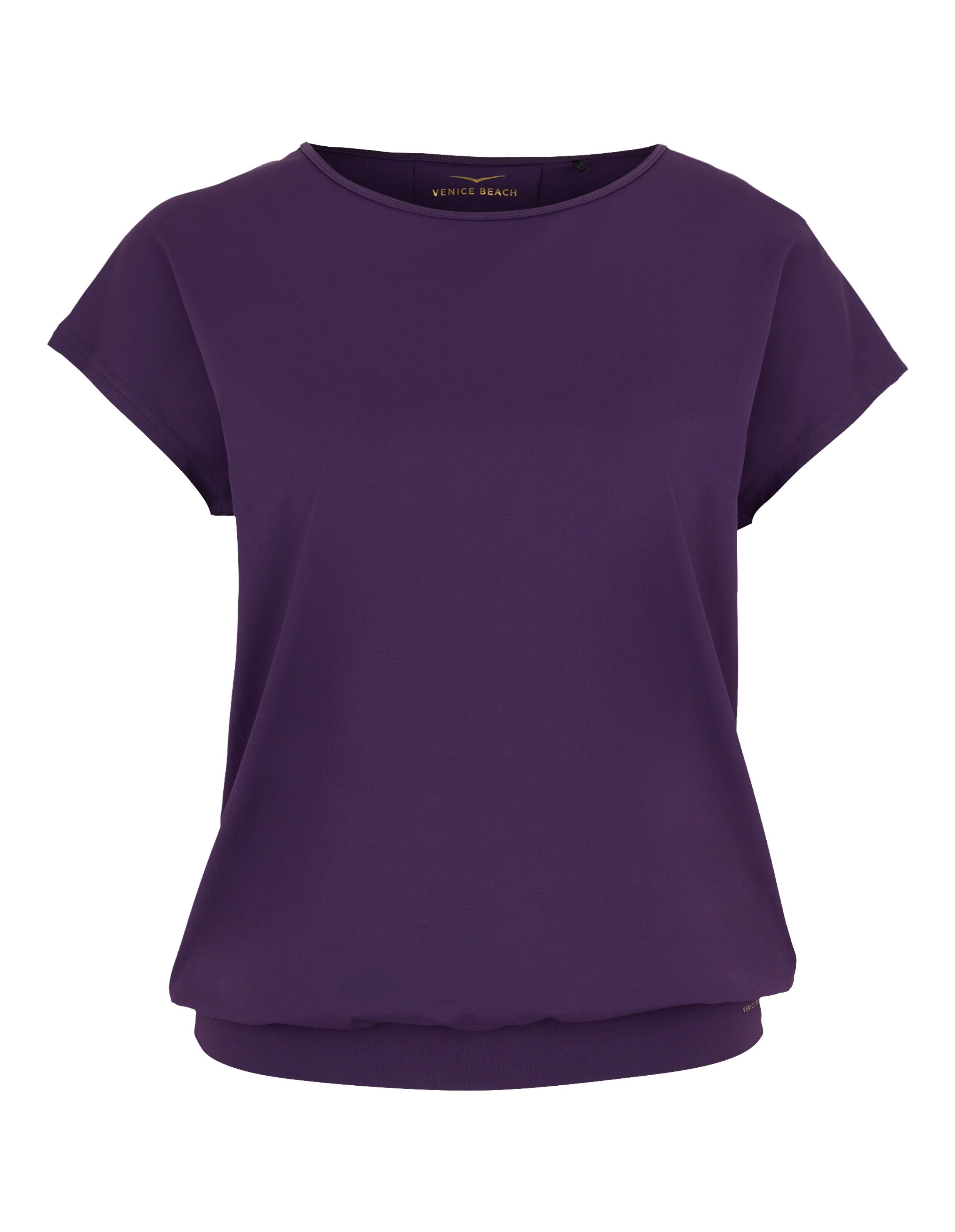 Lila lässiges Kurzarmshirt mit Rundhalsausschnitt und bequemem Bündchen am Saum.