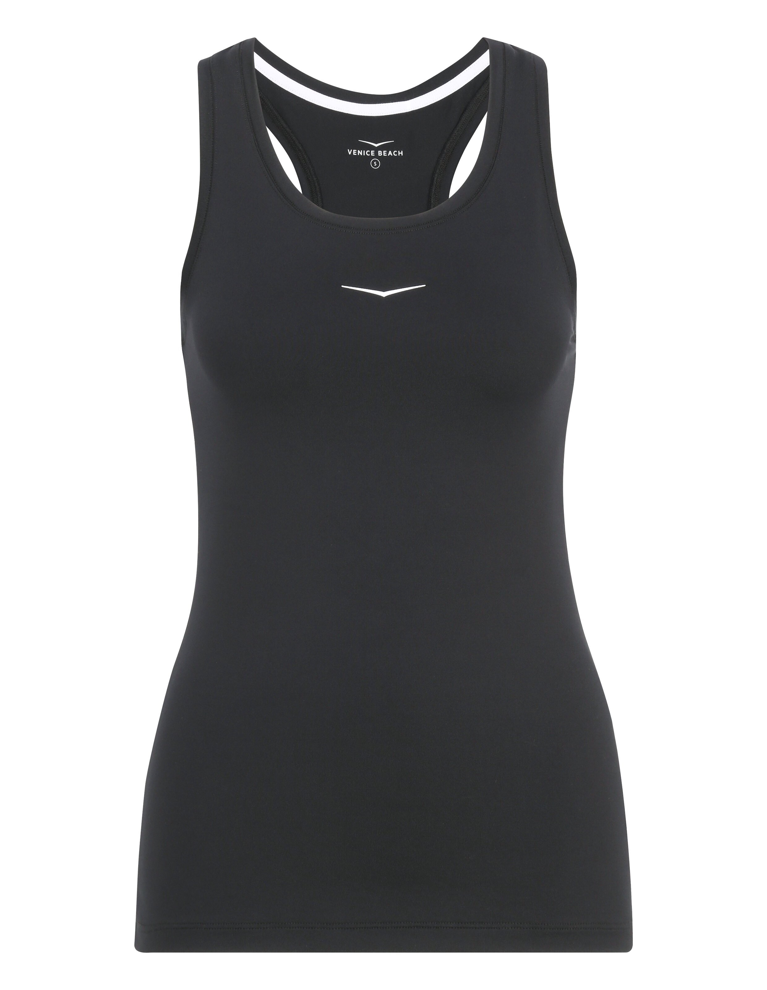 Schwarzes Venice Beach Coco-Tanktop mit Racerback-Design für Freizeitkleidung.